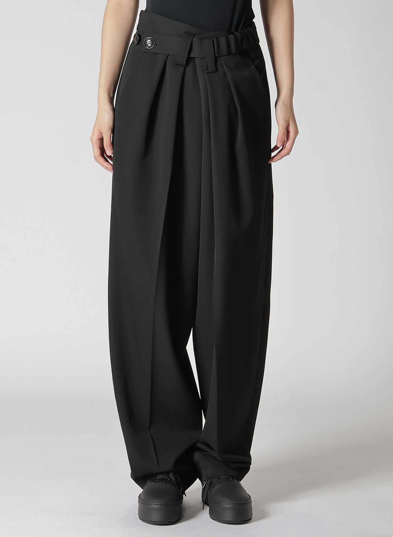 HIGH TWISTED WASHER WOOL GABARDINE FRONT TUCK PANTS