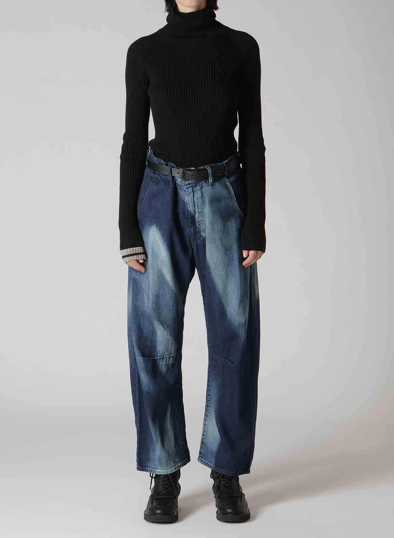 C/ SPOTTED DENIM GUSSET WIDE PANTS