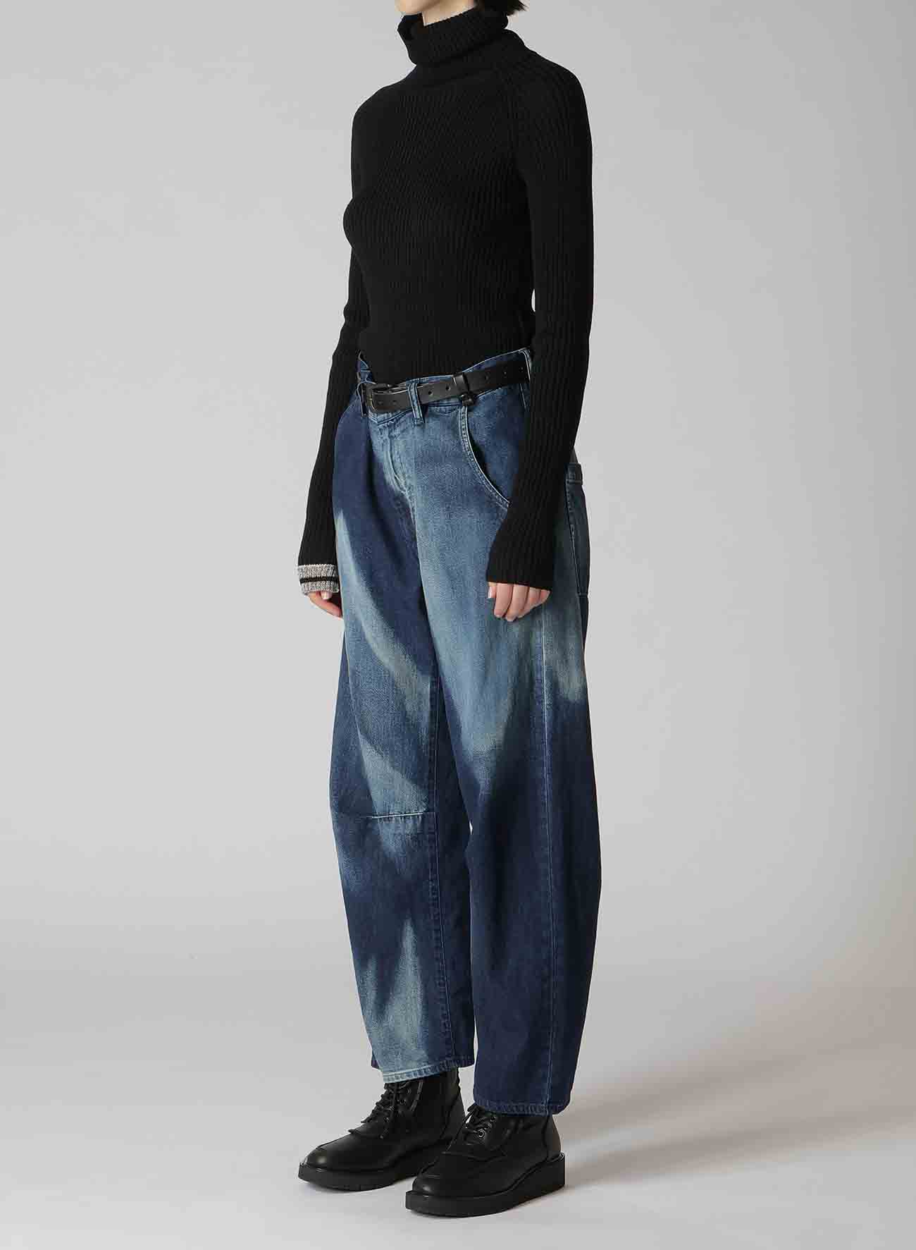 C/ SPOTTED DENIM GUSSET WIDE PANTS