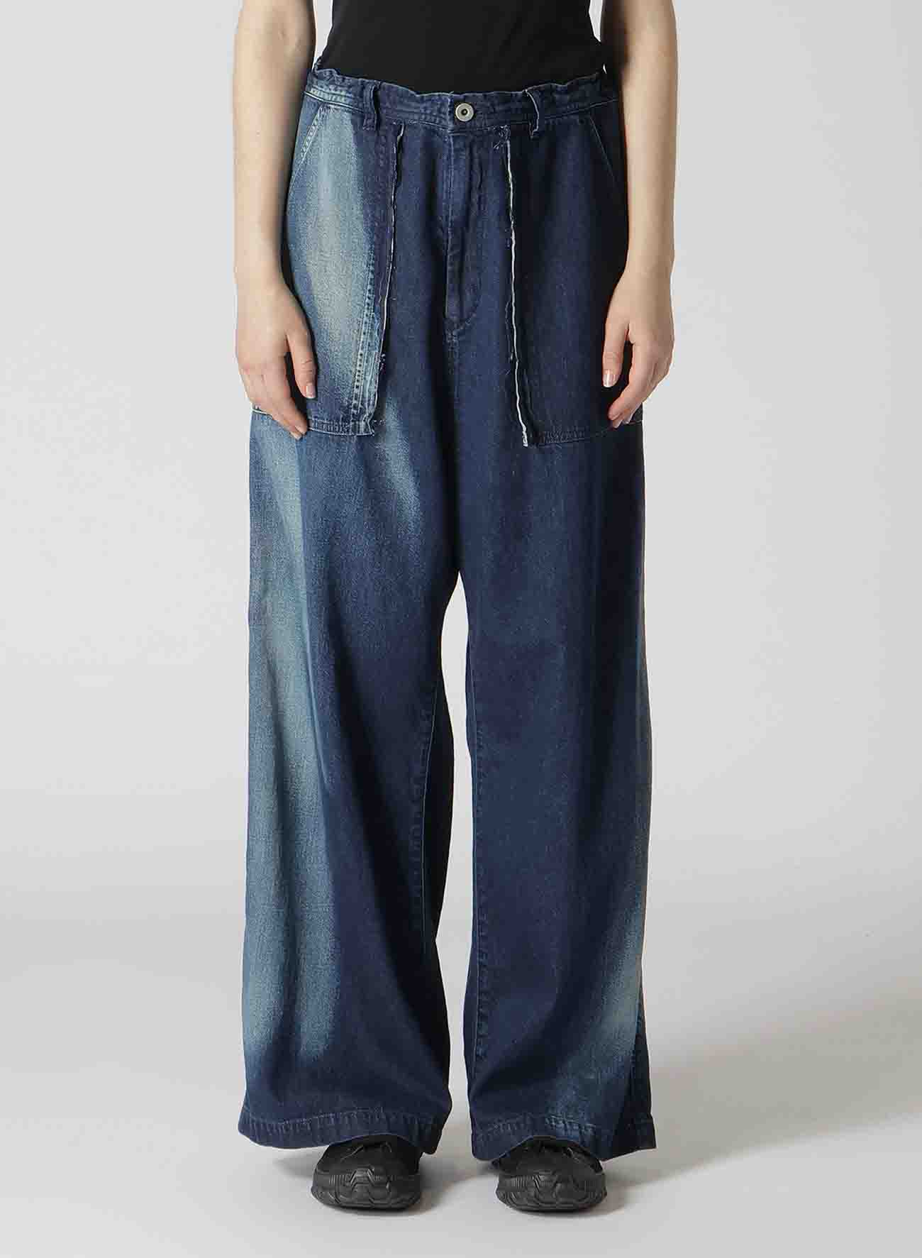 C/ SPOTTED DENIM LONG STRAIGHT PANTS