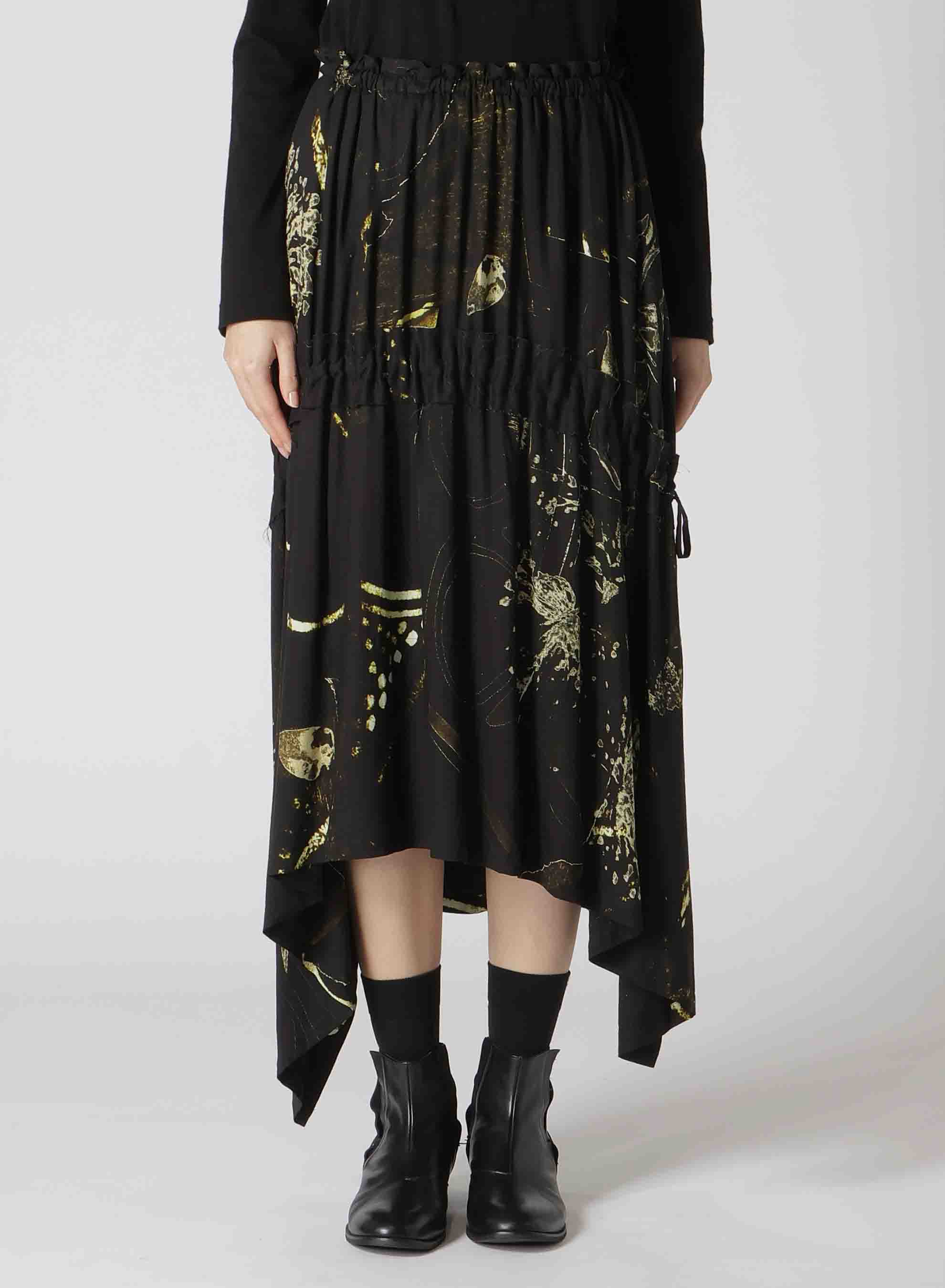 RY/LAWN AFRICAN FLOWER PT SHIRRING SKIRT