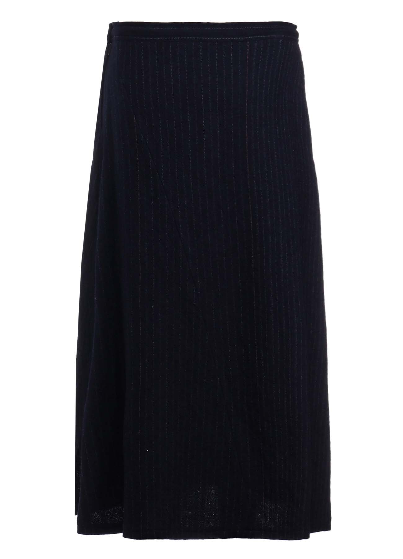 WOOL PINSTRIPE ASYMMETRIC FLARE SKIRT