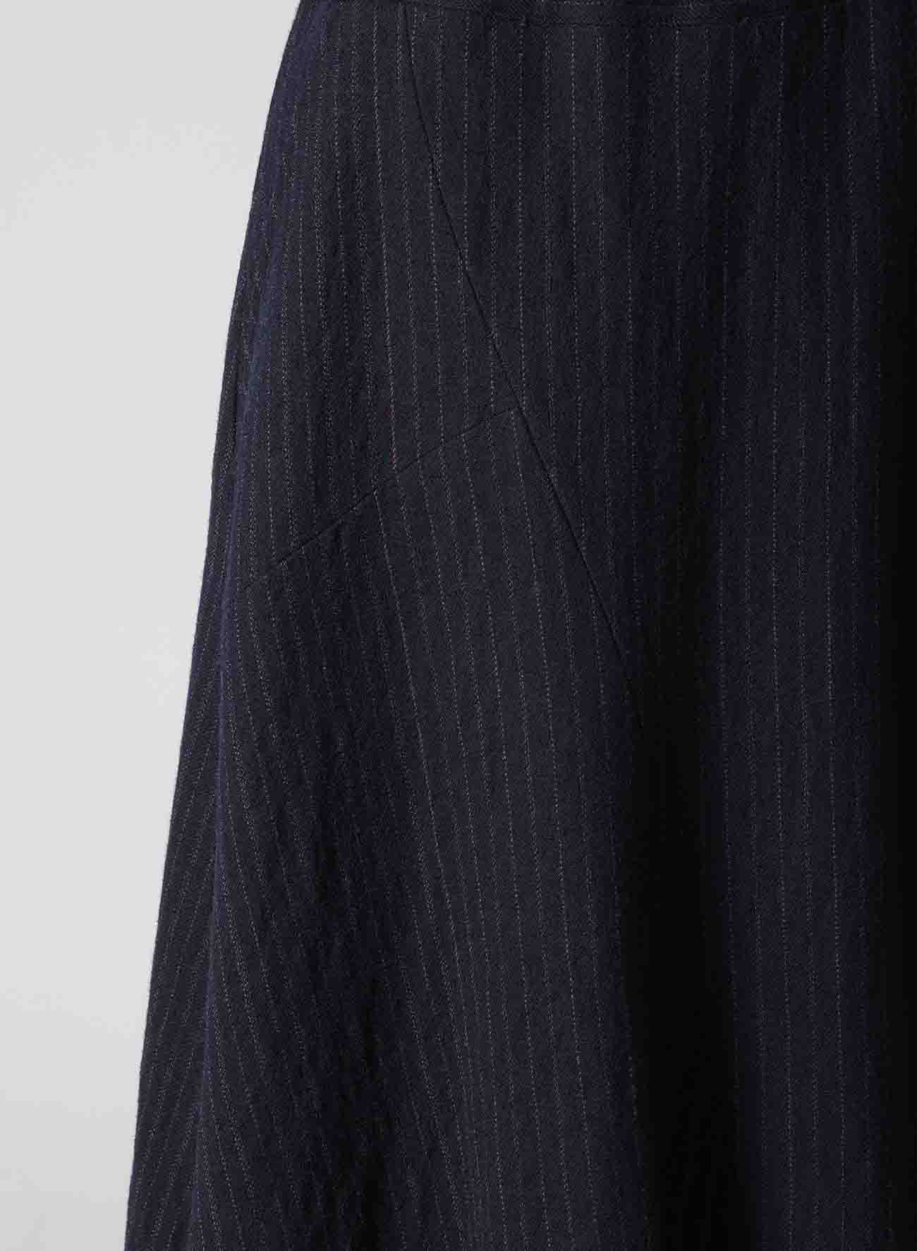 WOOL PINSTRIPE ASYMMETRIC FLARE SKIRT