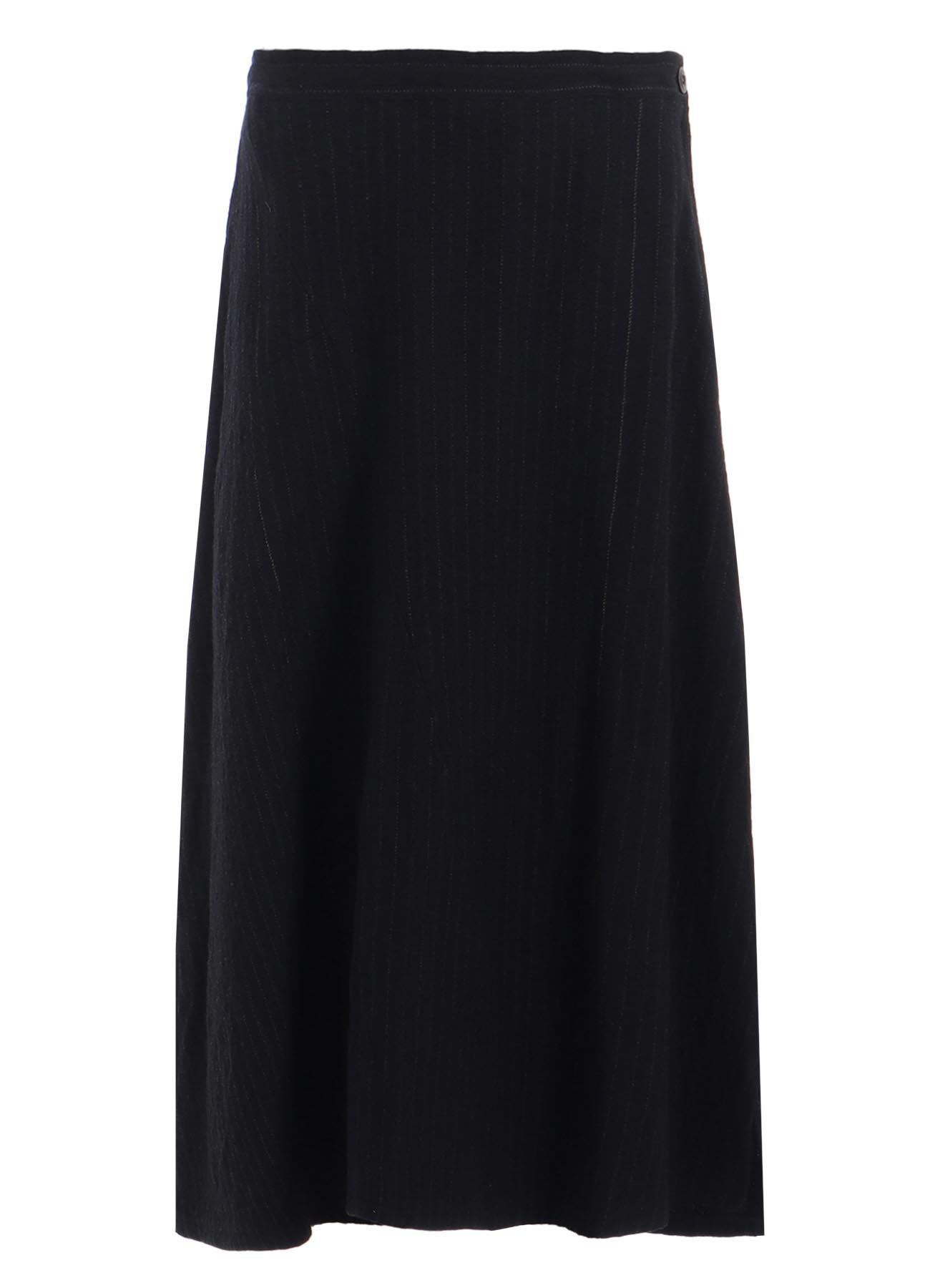 WOOL PINSTRIPE ASYMMETRIC FLARE SKIRT