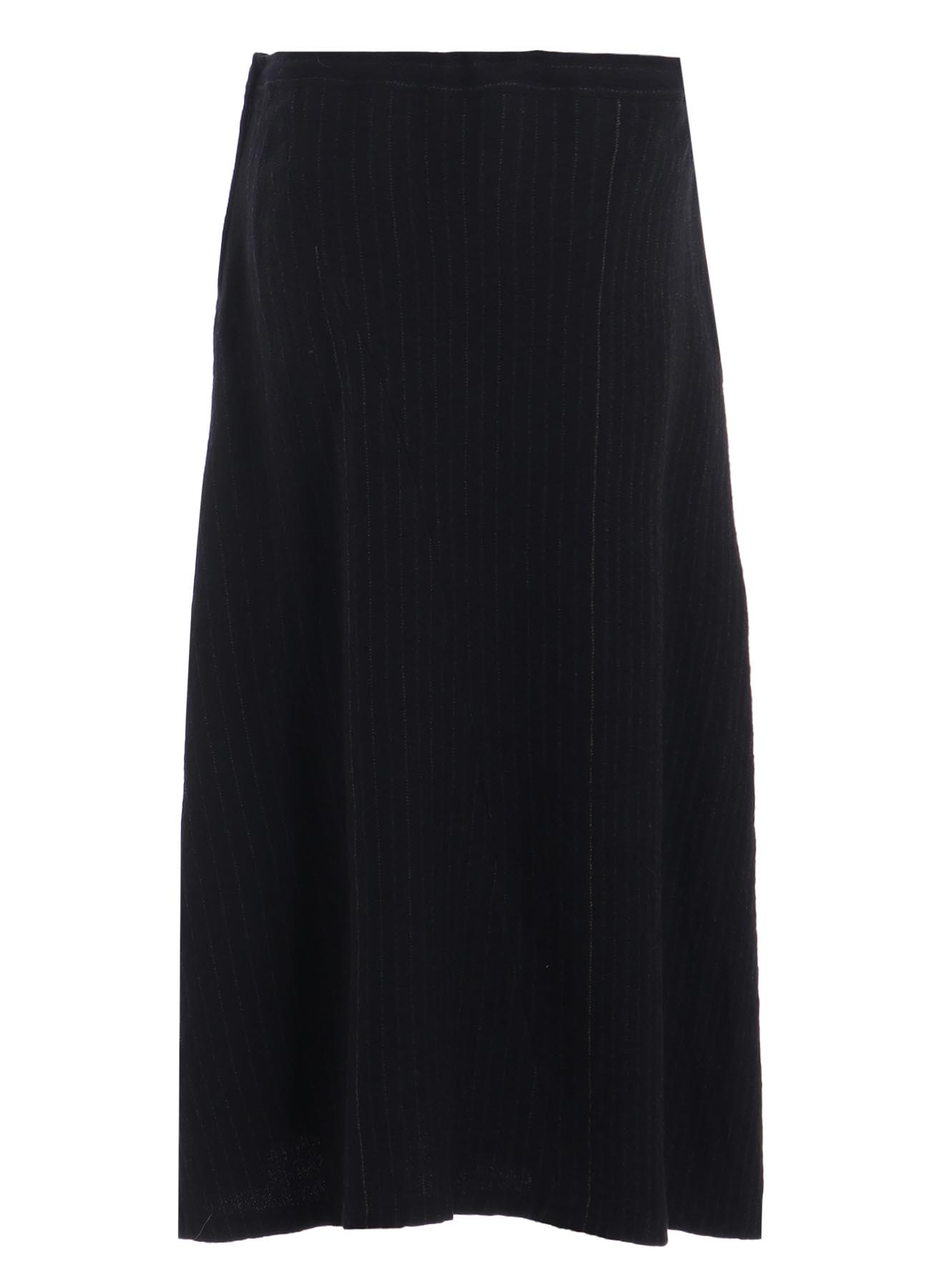 WOOL PINSTRIPE ASYMMETRIC FLARE SKIRT