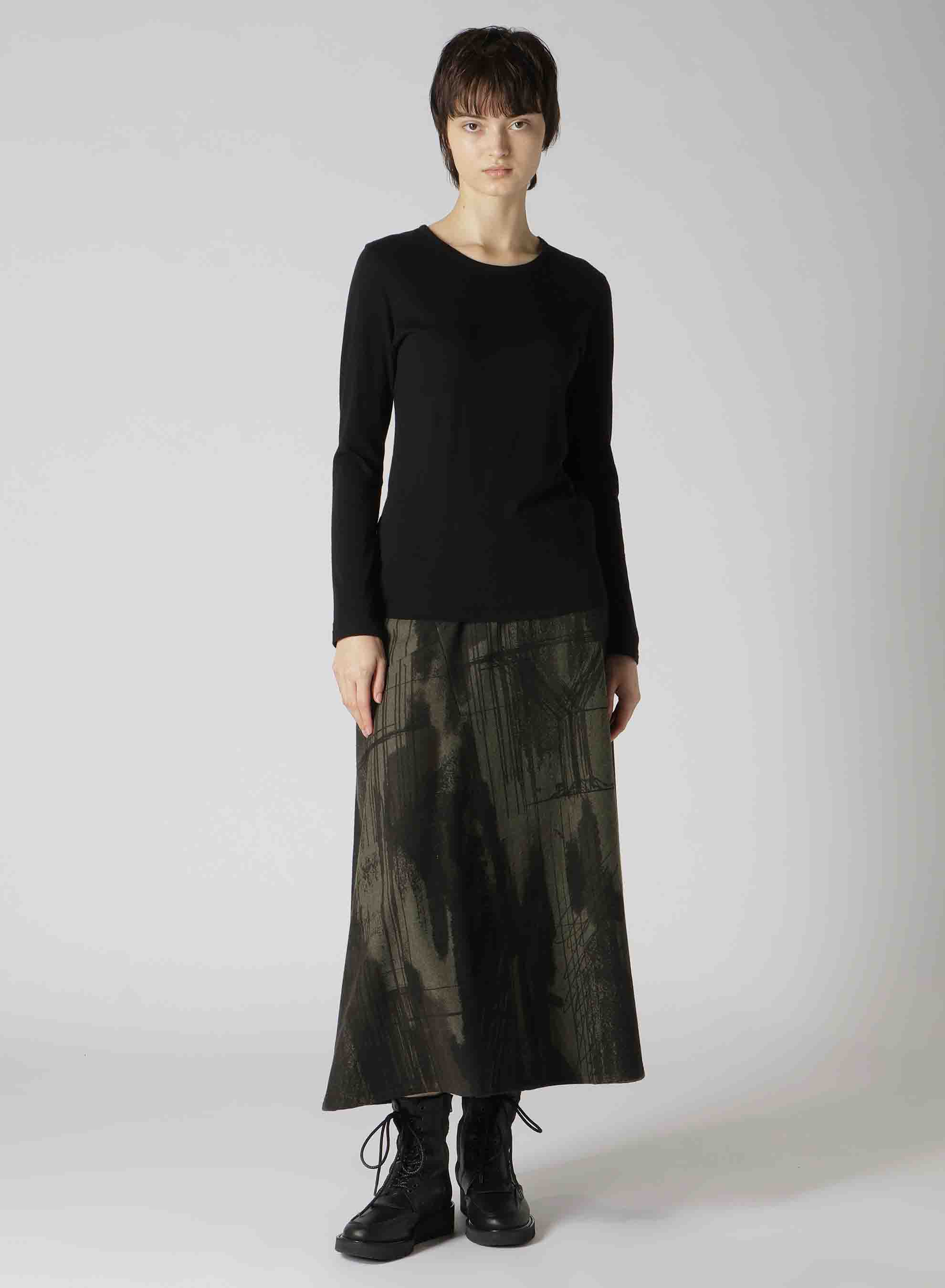 WOOL FLANNEL LOGO SCRIBBLE PT ASYMMETRIC FLARE SKIRT