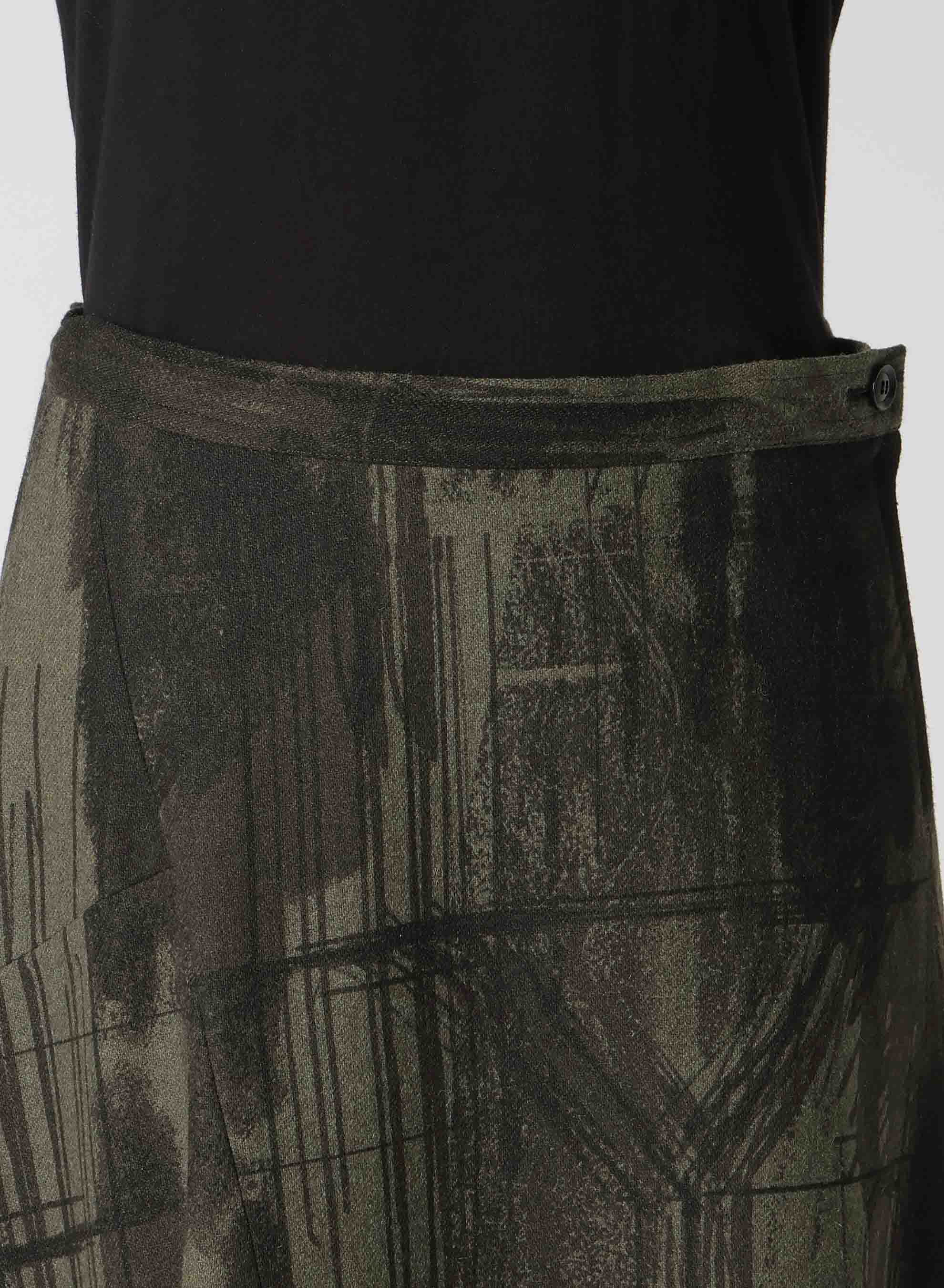 WOOL FLANNEL LOGO SCRIBBLE PT ASYMMETRIC FLARE SKIRT