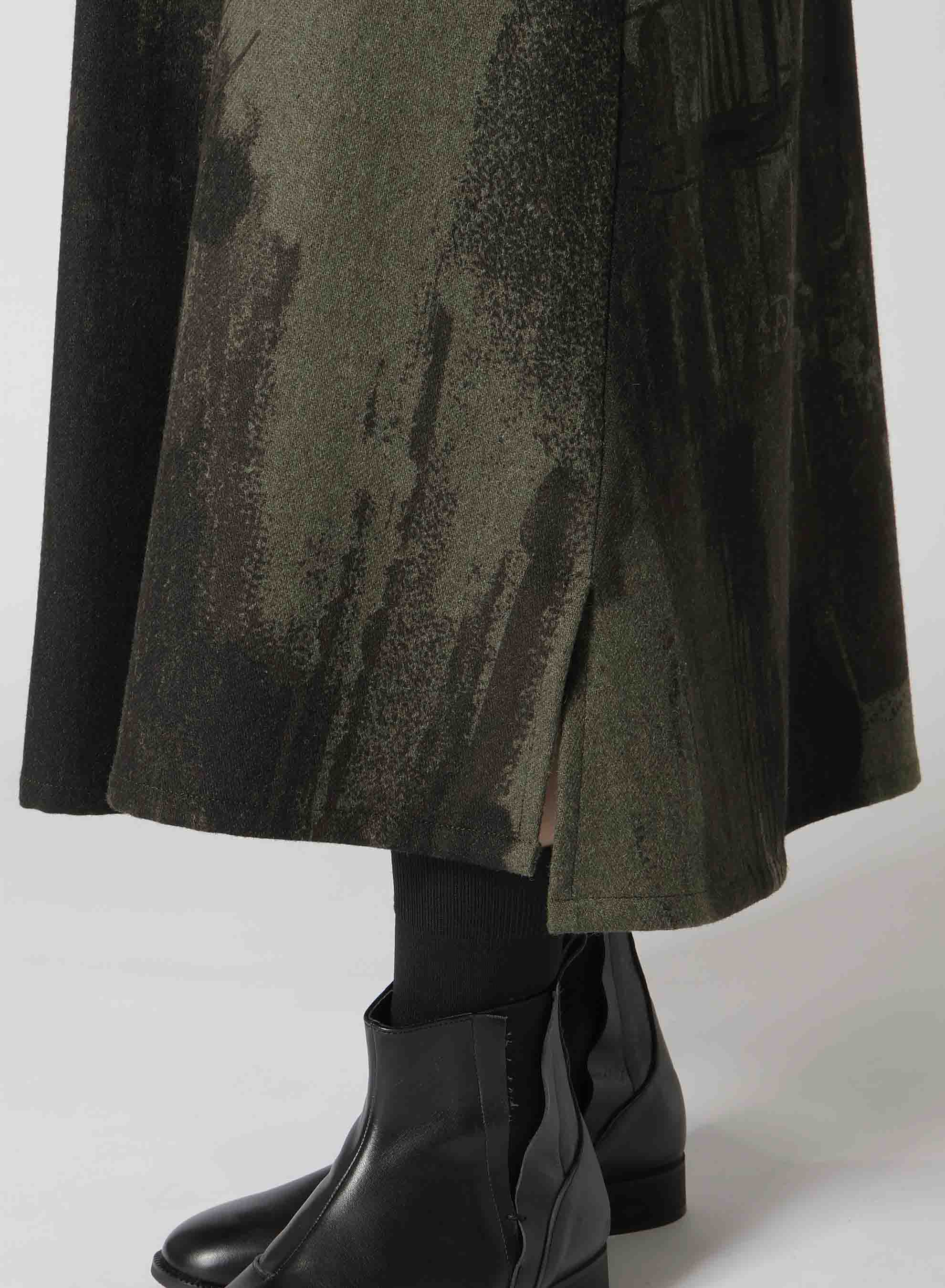 WOOL FLANNEL LOGO SCRIBBLE PT ASYMMETRIC FLARE SKIRT