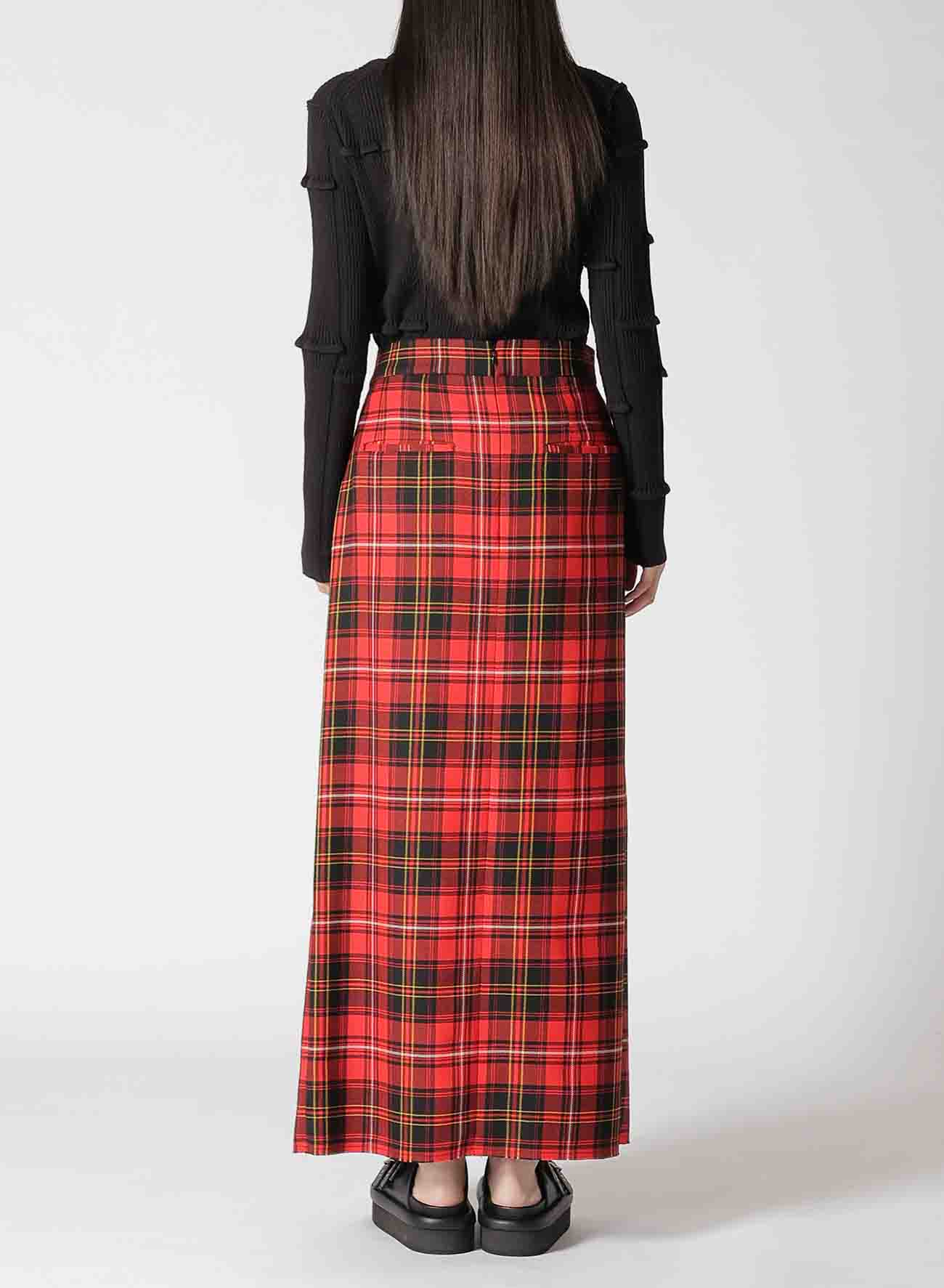 TARTAN CHECK FRONT TUCKED SKIRT