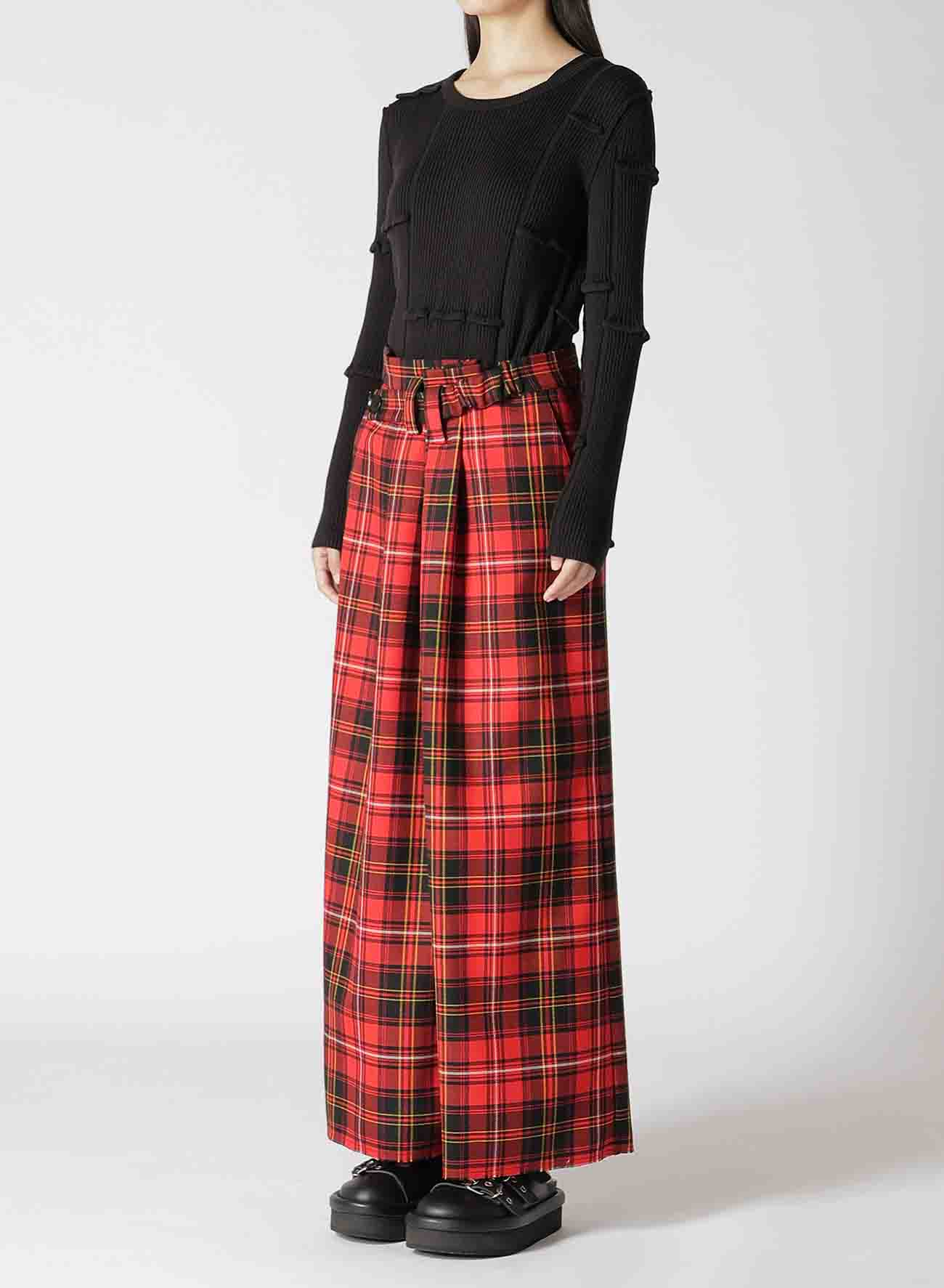 TARTAN CHECK FRONT TUCKED SKIRT