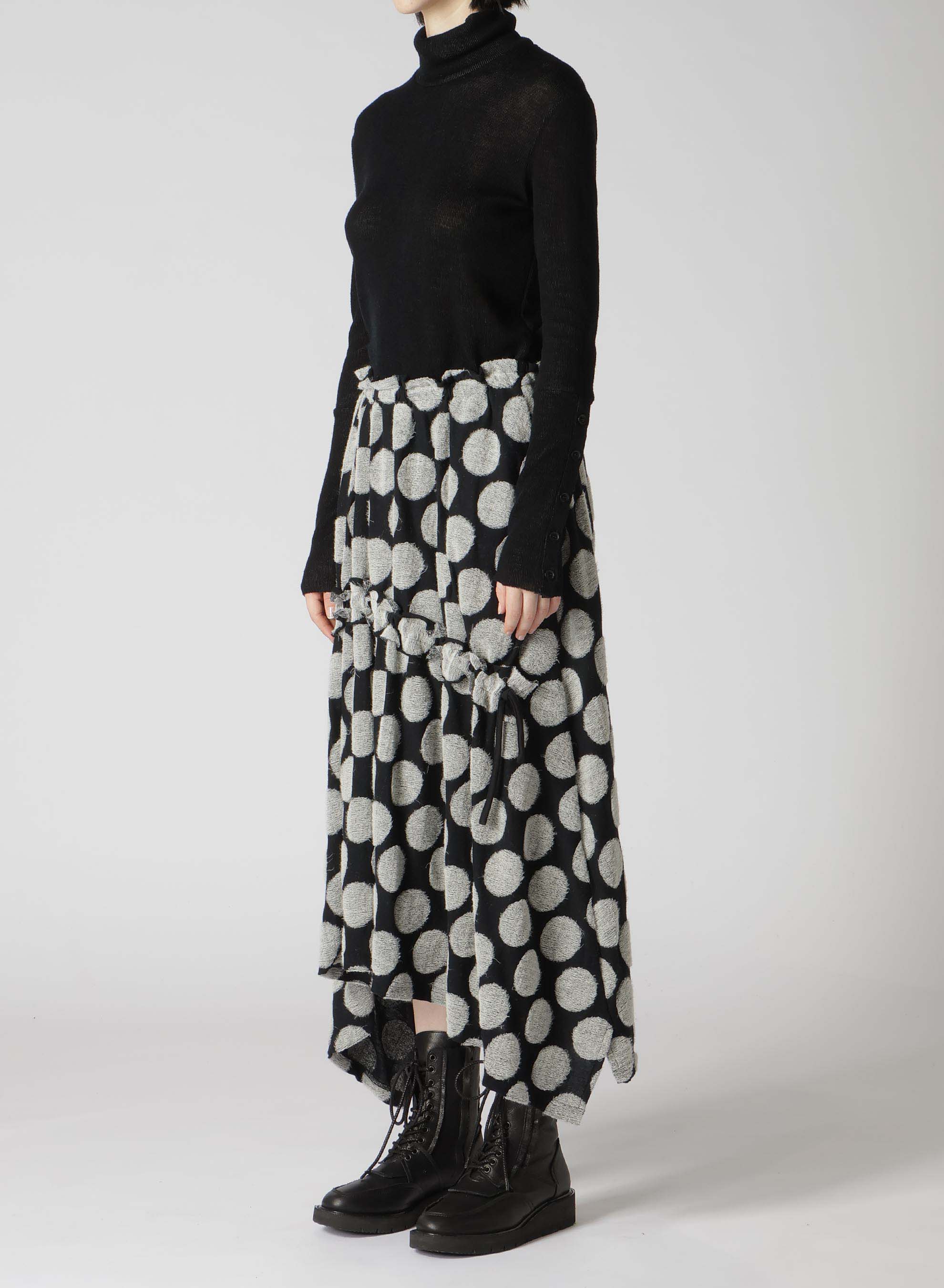 POLKA DOT PILE JQ SHIRRING SKIRT