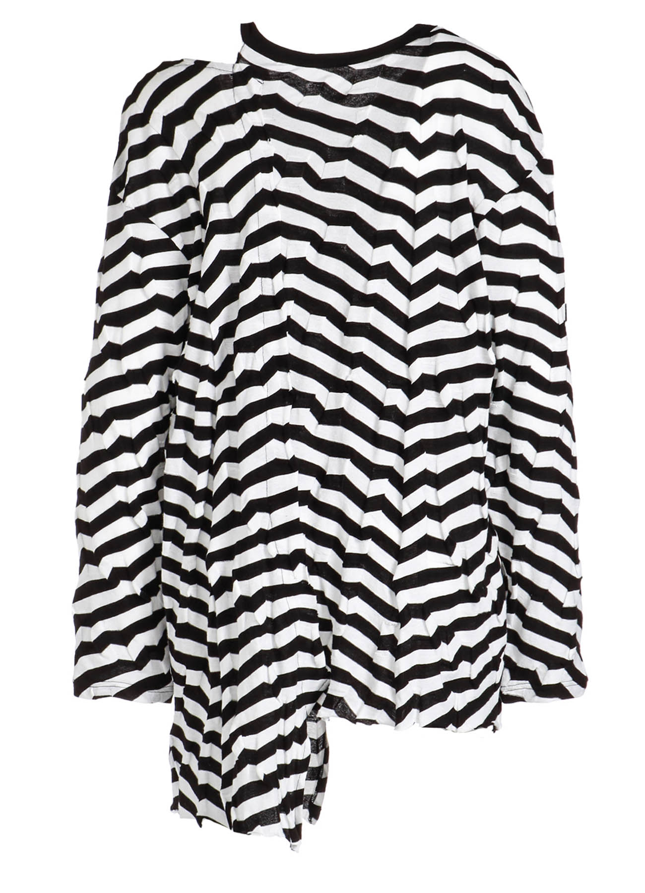 GEOMETRY LINKS STITCH STRIPED ASYMMETRIC LONG SLEEVE T B