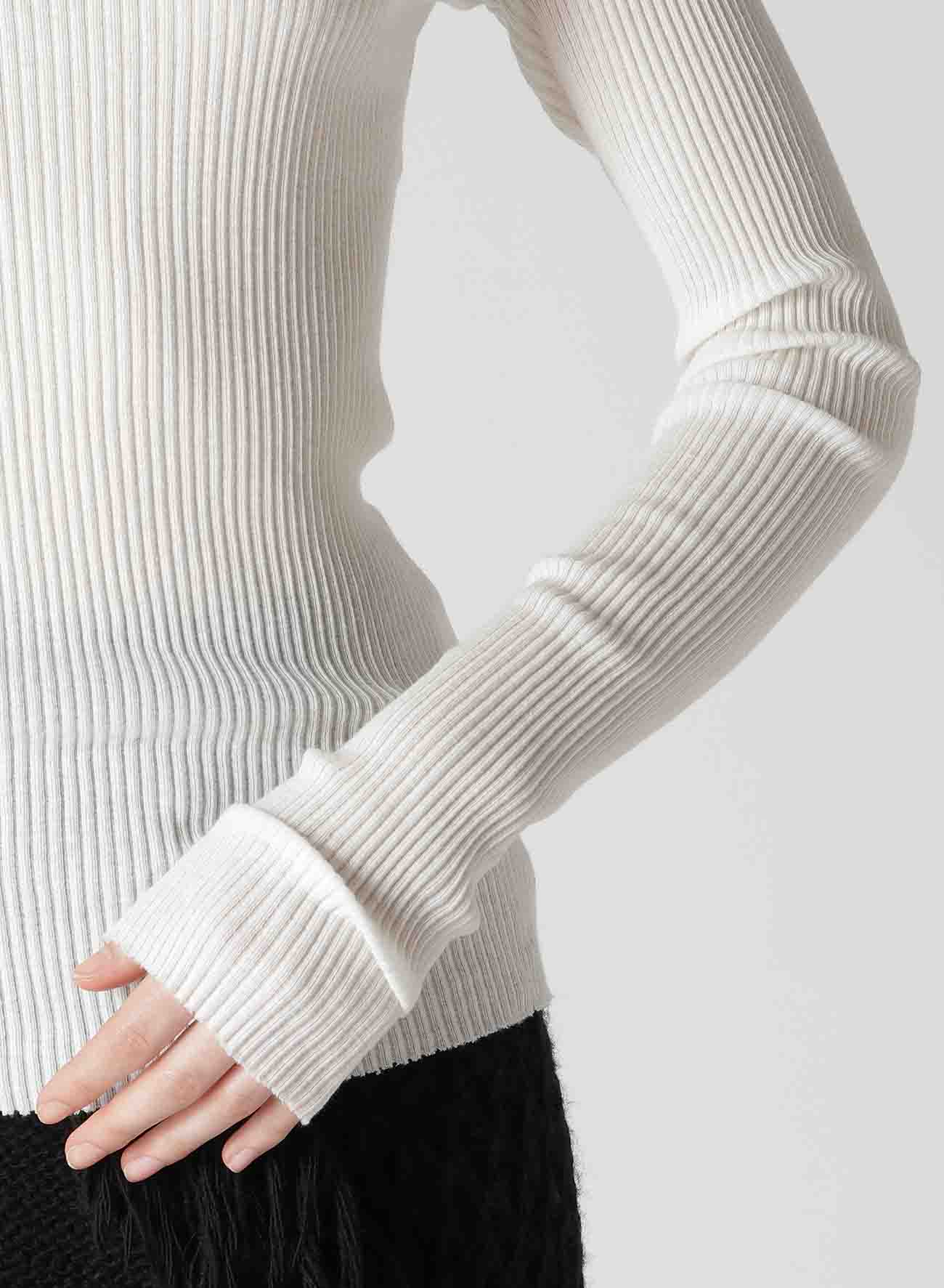 GAUZE RIB EXTRA LONG SLEEVE HIGH NECK T