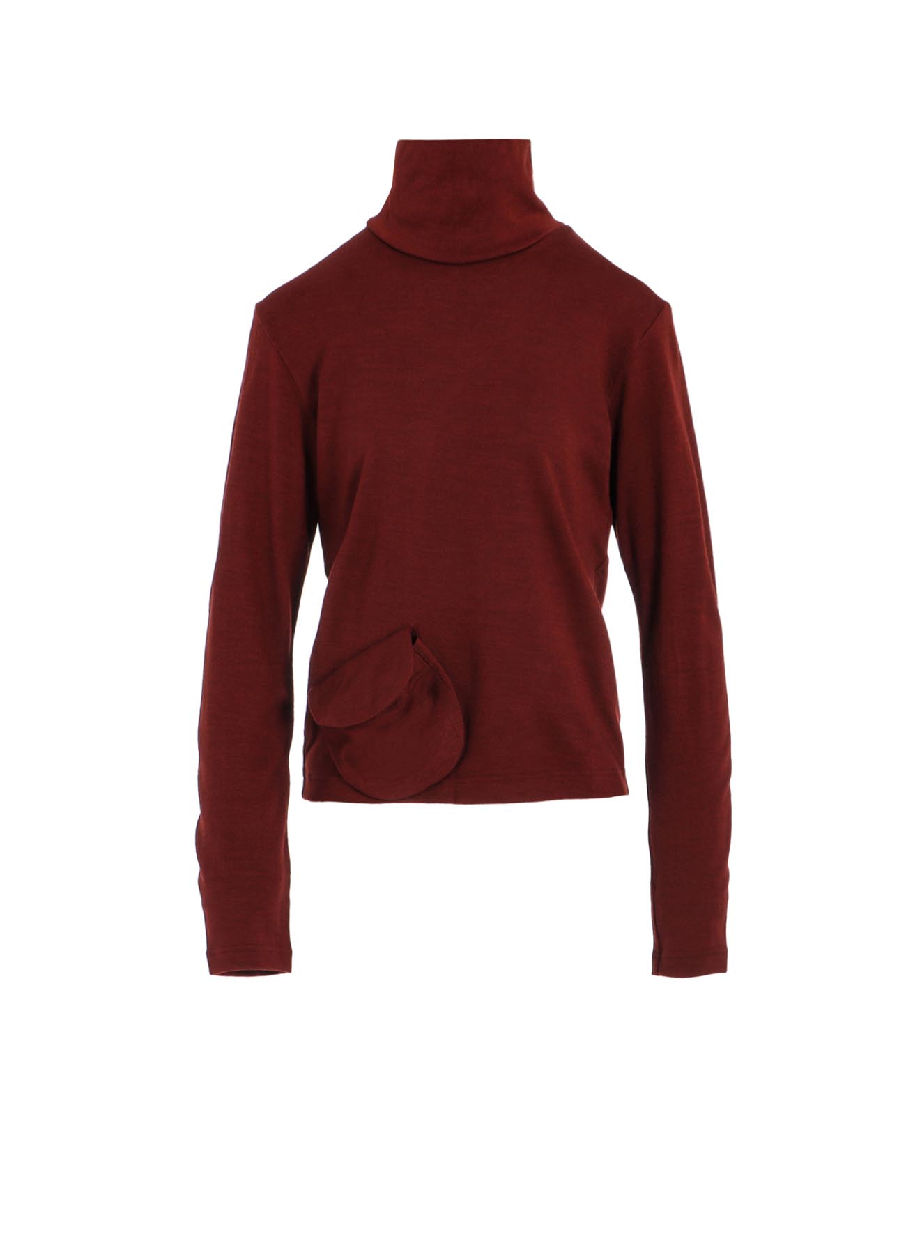 WOOL JERSEY HIGH NECK PULLOVER WITH POCKET