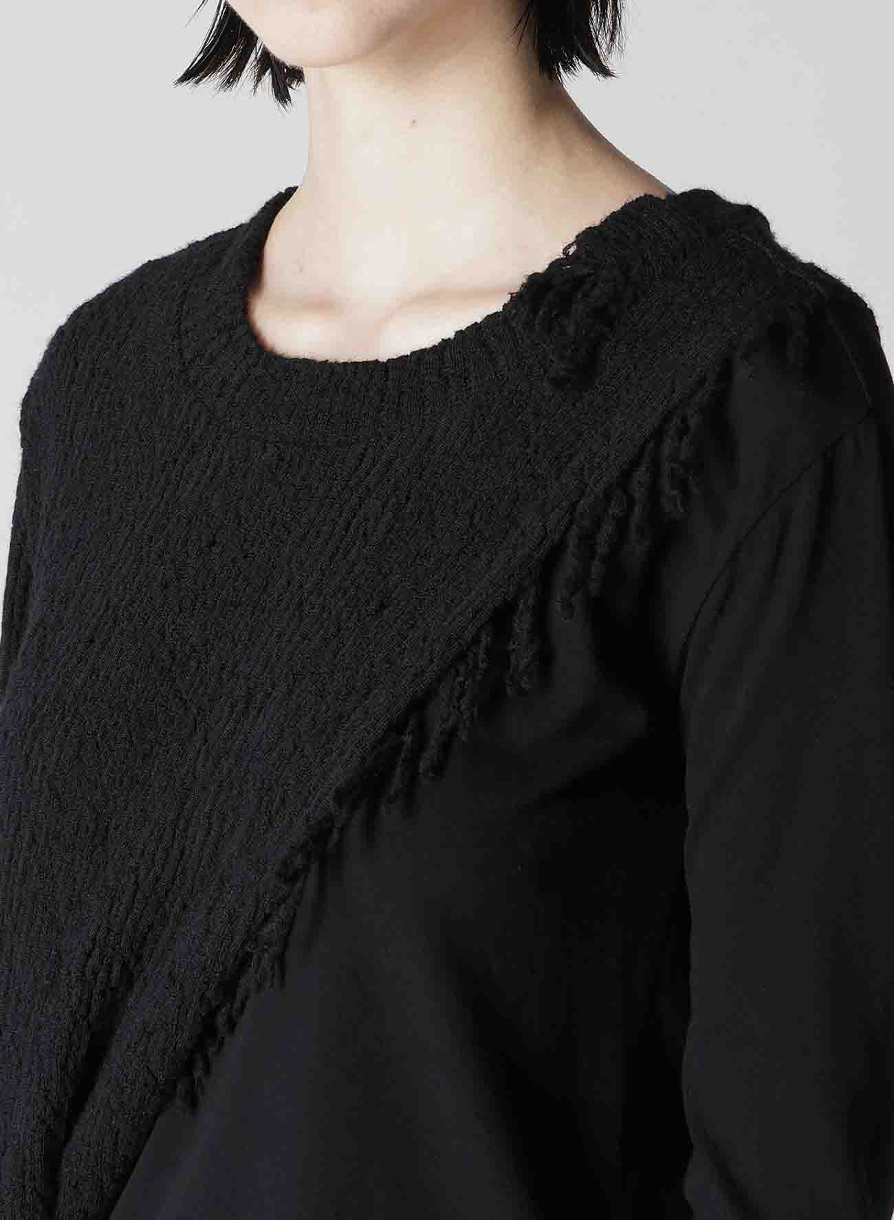 RANDOM RIB FRINGE ROUND NECK T