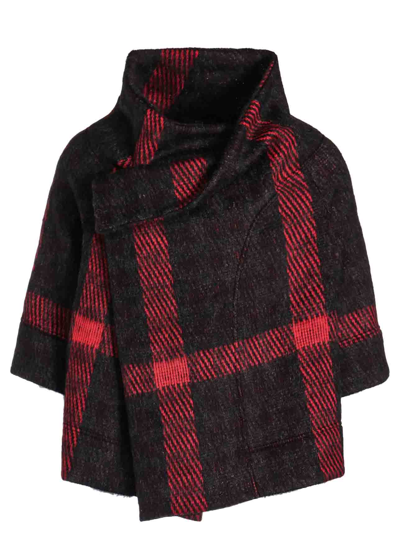 PLAID GAUZE WJQ 3/4 SLEEVE RAG CARDIGAN