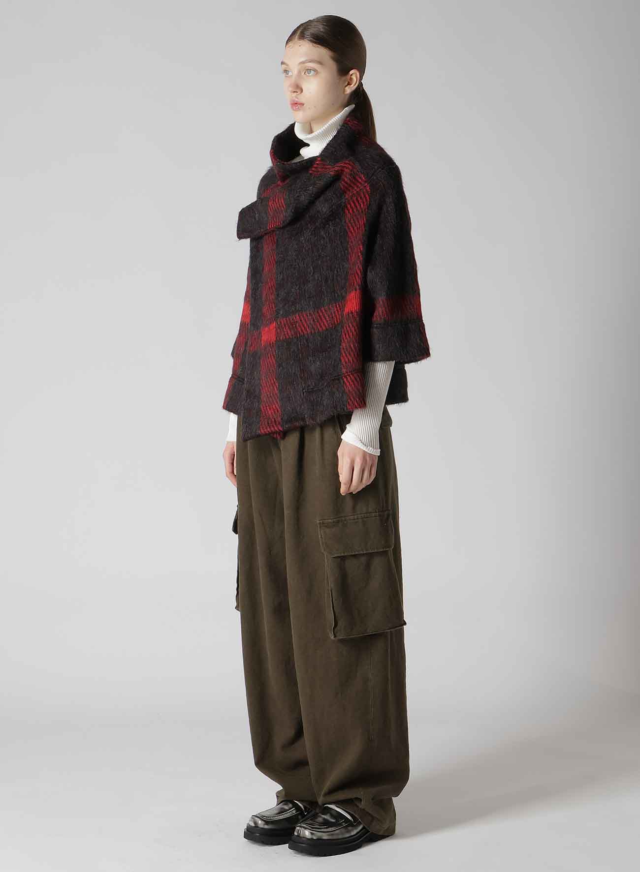 PLAID GAUZE WJQ 3/4 SLEEVE RAG CARDIGAN