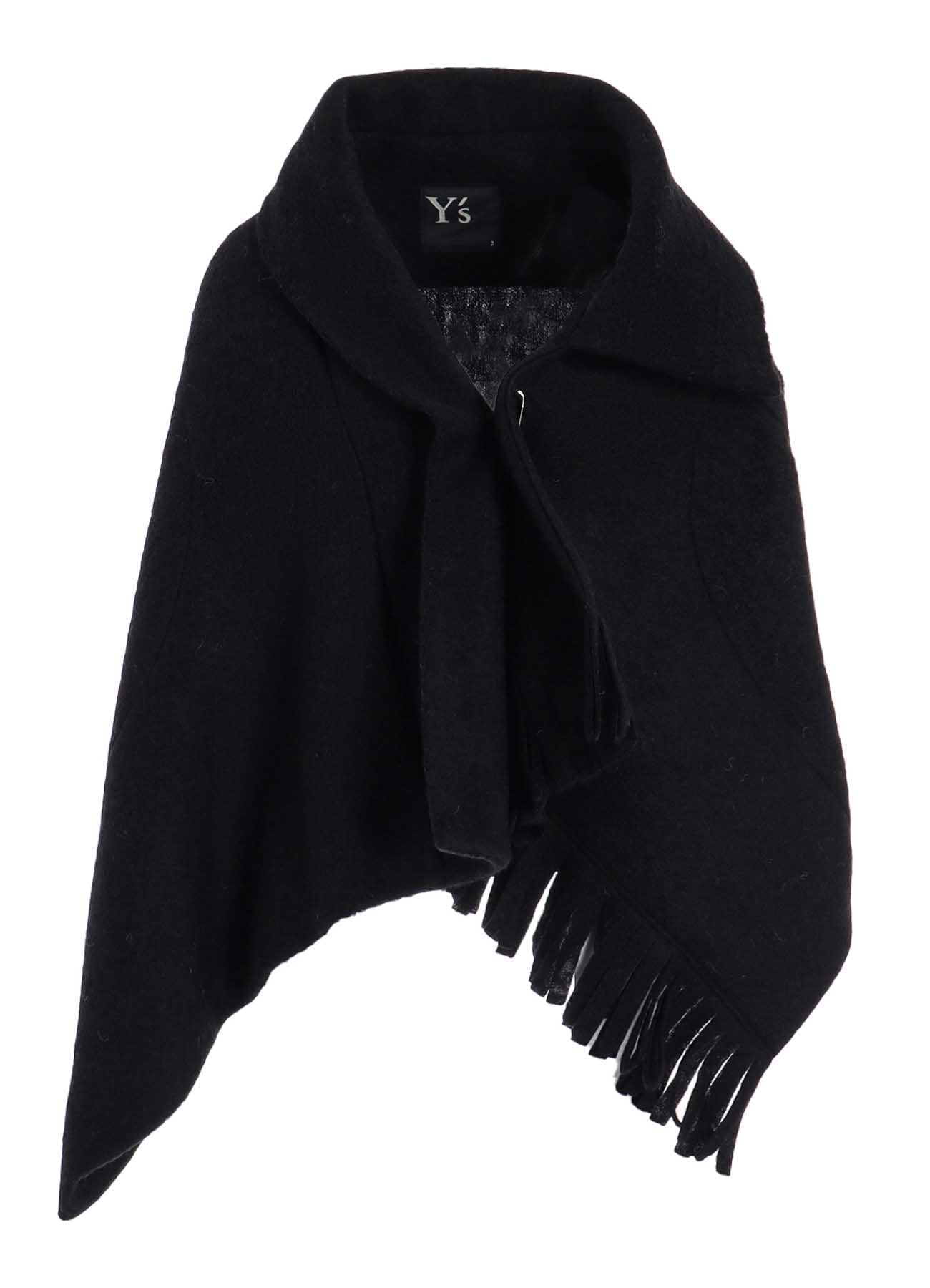 W/Pe SLIVER FLEECE FRINGE WRAP T