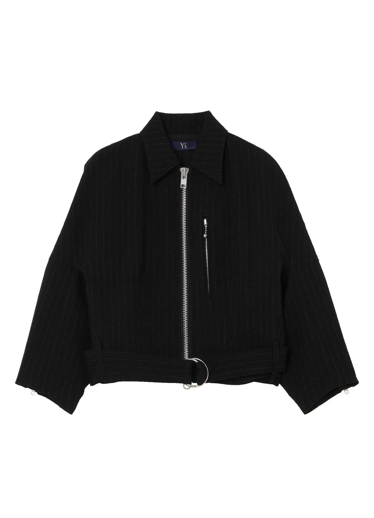 WOOL BLEND NEP STRIPE PANEL BLOUSON