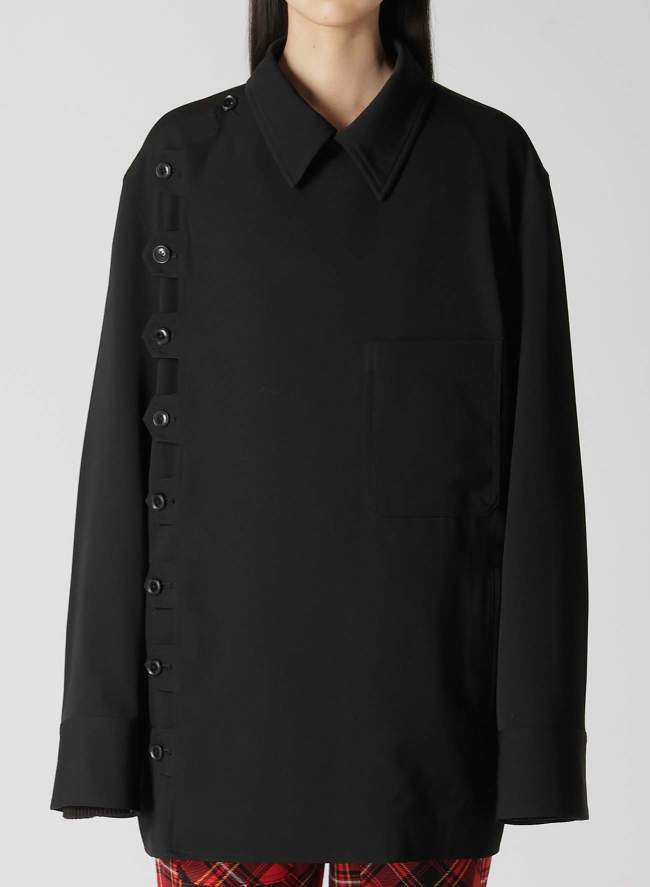 HIGH TWISTED WASHER WOOL GABARDINE SHIRT BLOUSON