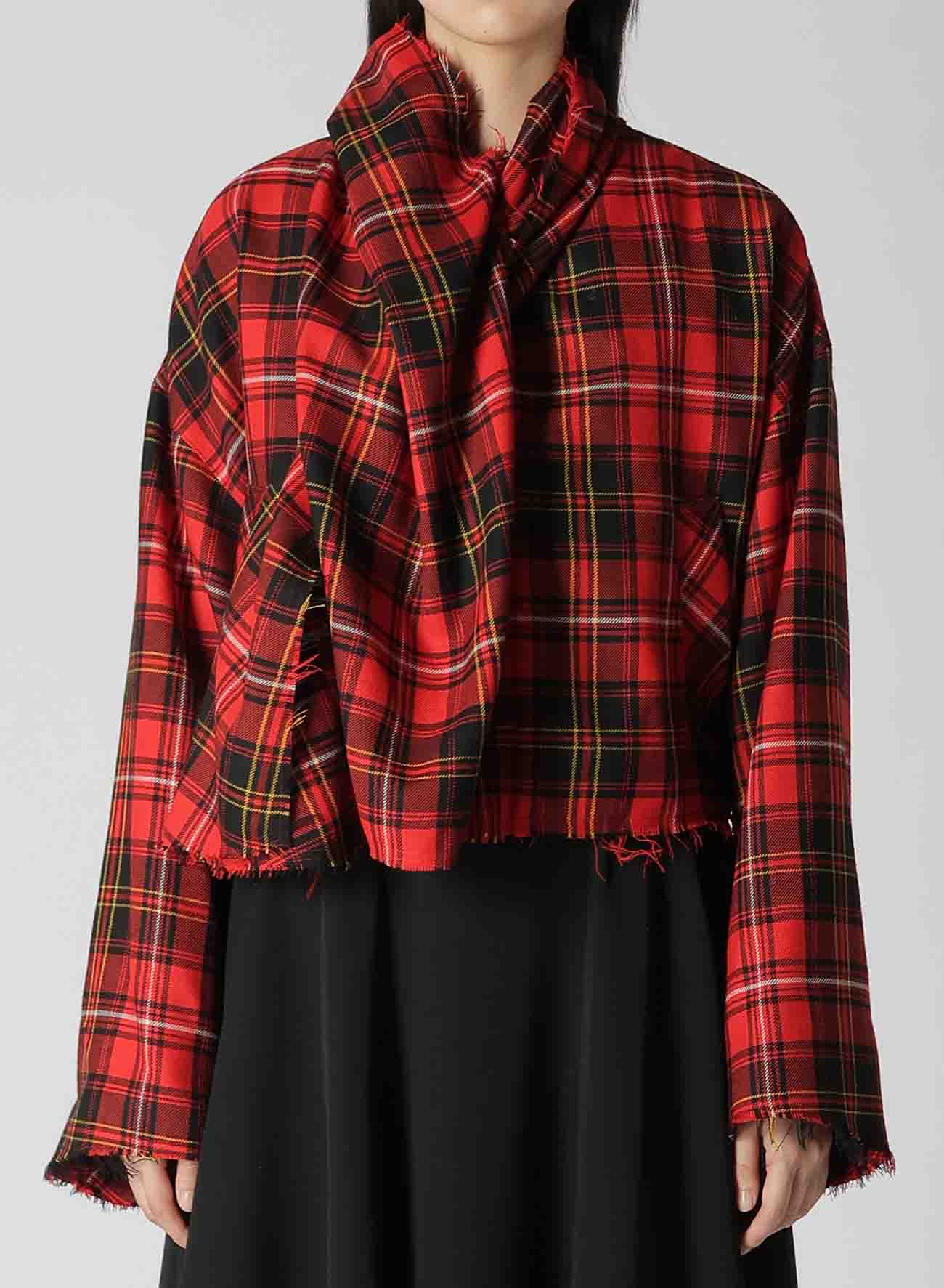 TARTAN CHECK SCARF BLOUSON