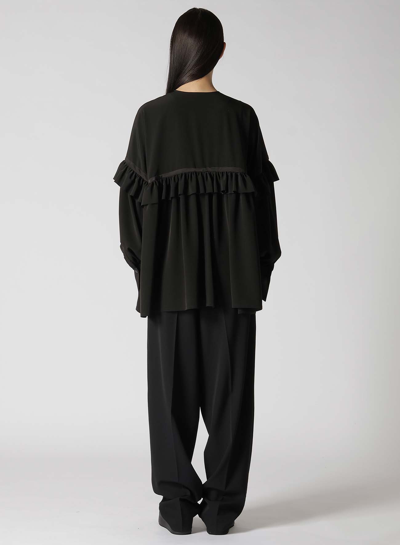 TRIACETATE/POLYESTER RUFFLED BLOUSON