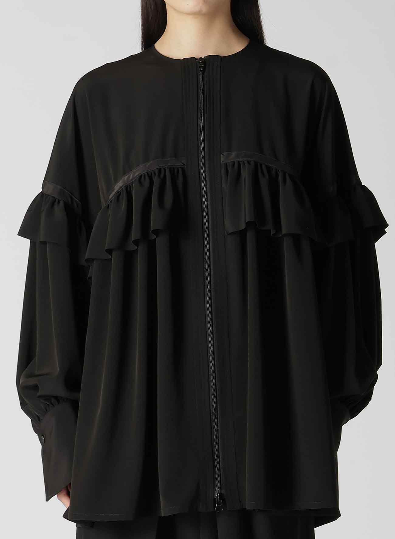 TRIACETATE/POLYESTER RUFFLED BLOUSON