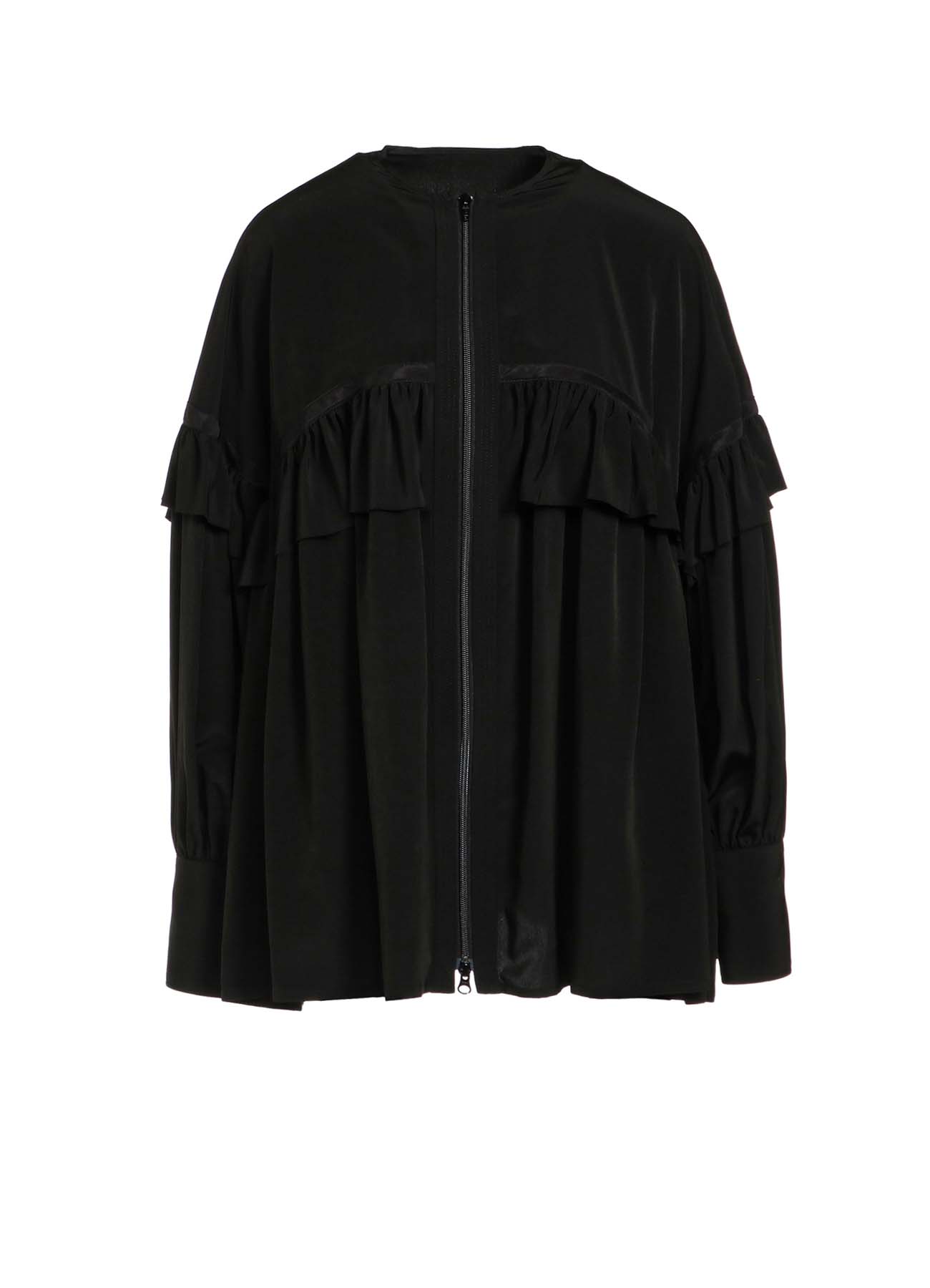 TRIACETATE/POLYESTER RUFFLED BLOUSON