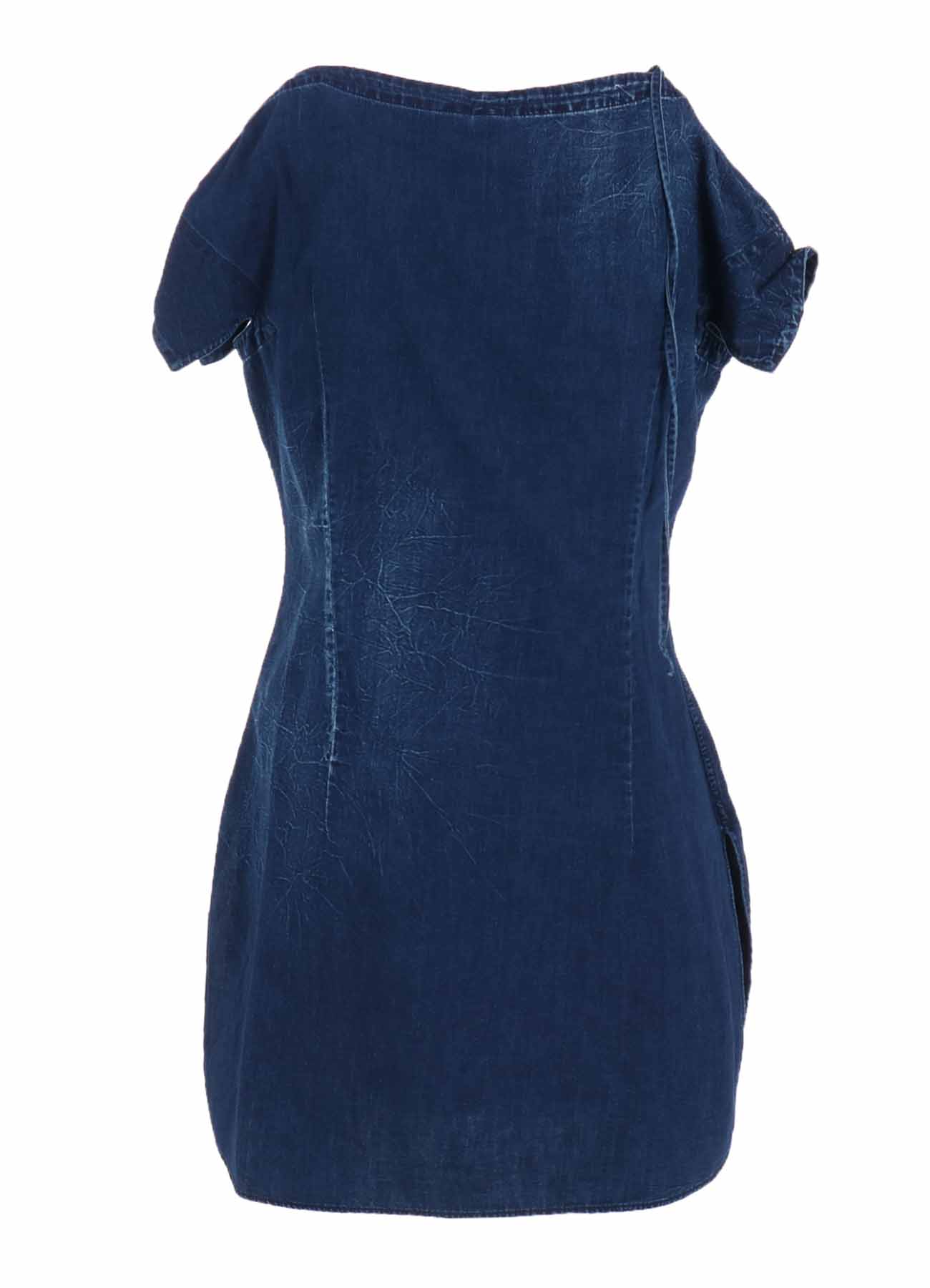6OZ BLEACHED VINTAGE LIKE DENIM RIGHT SIDE DRAPE BLOUSE