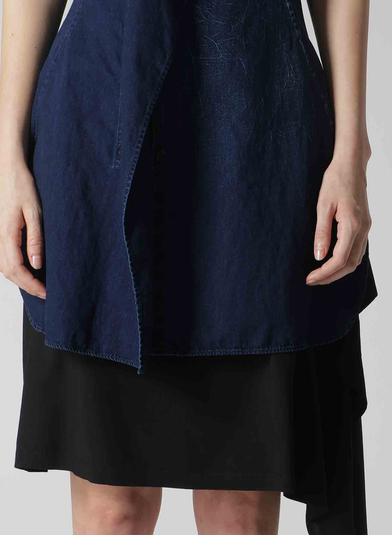 6OZ BLEACHED VINTAGE LIKE DENIM RIGHT SIDE DRAPE BLOUSE