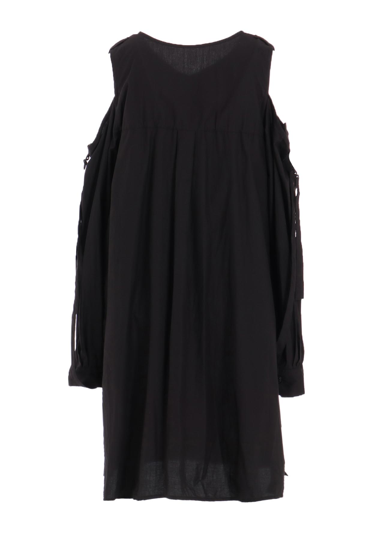 COTTON TYPEWRITER OPEN SHOULDER BLOUSE