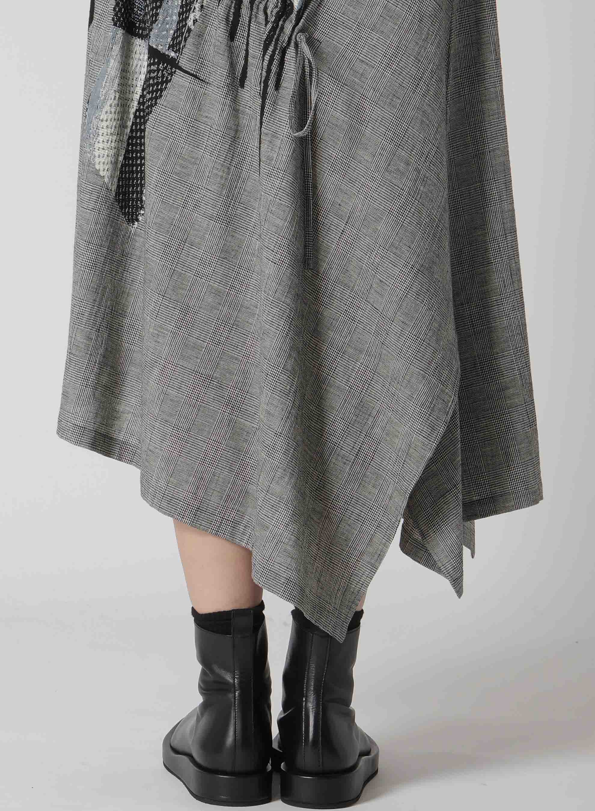 C/LI PLAID COLLAGE SHIRRING DRESS