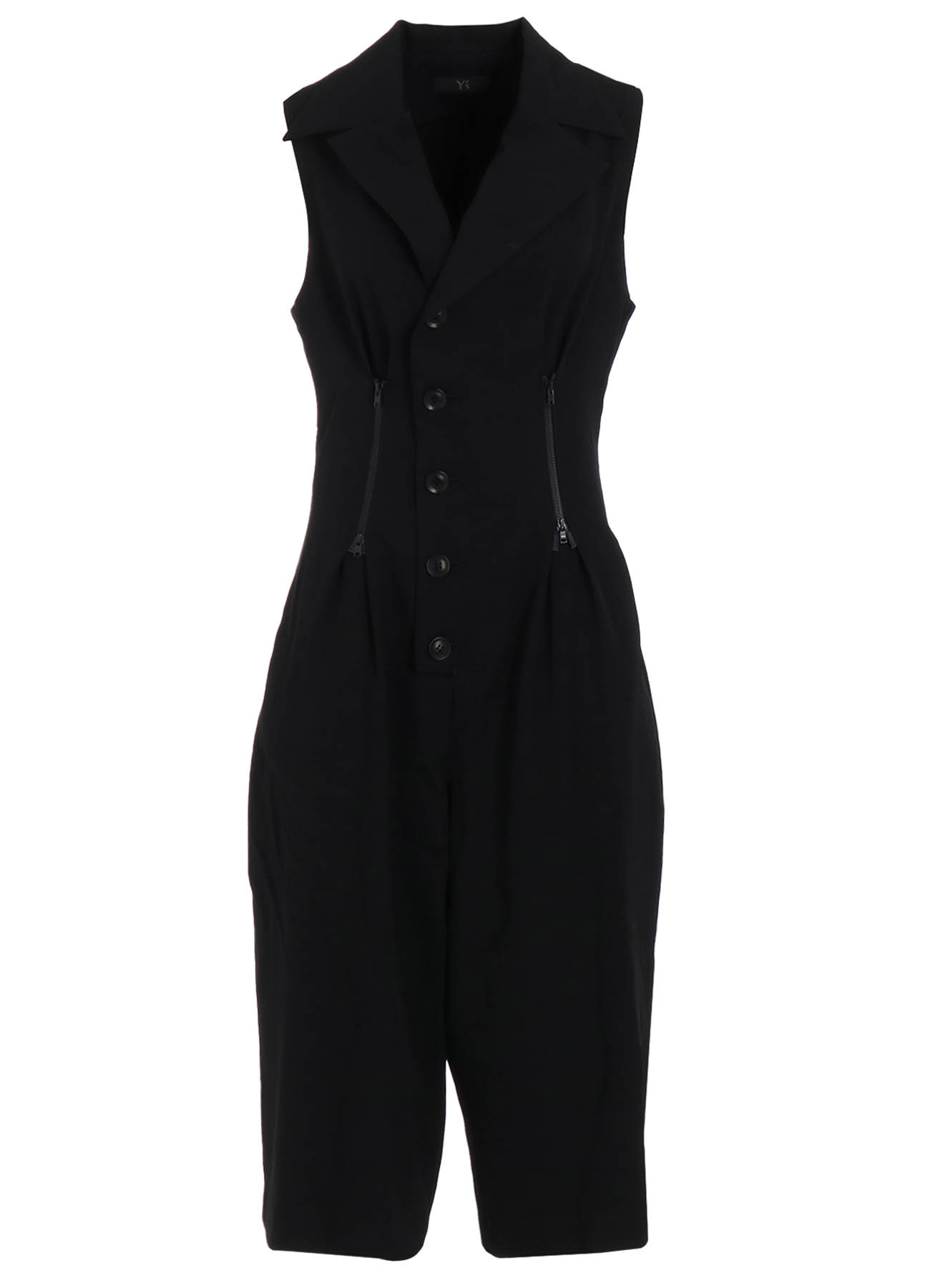 WOOL GABARDINE ZIP TUCKED JUMP SUIT