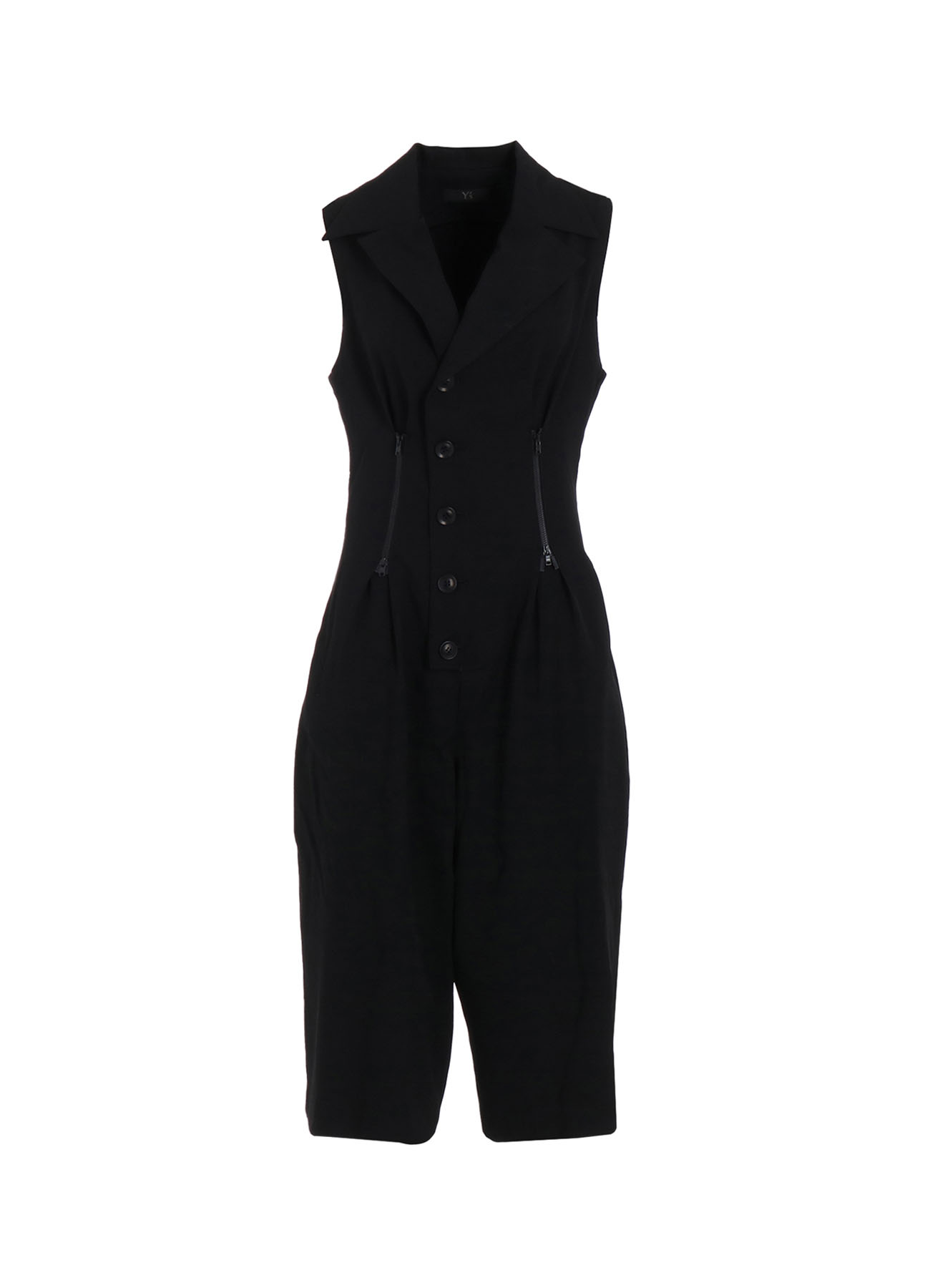 WOOL GABARDINE ZIP TUCKED JUMP SUIT