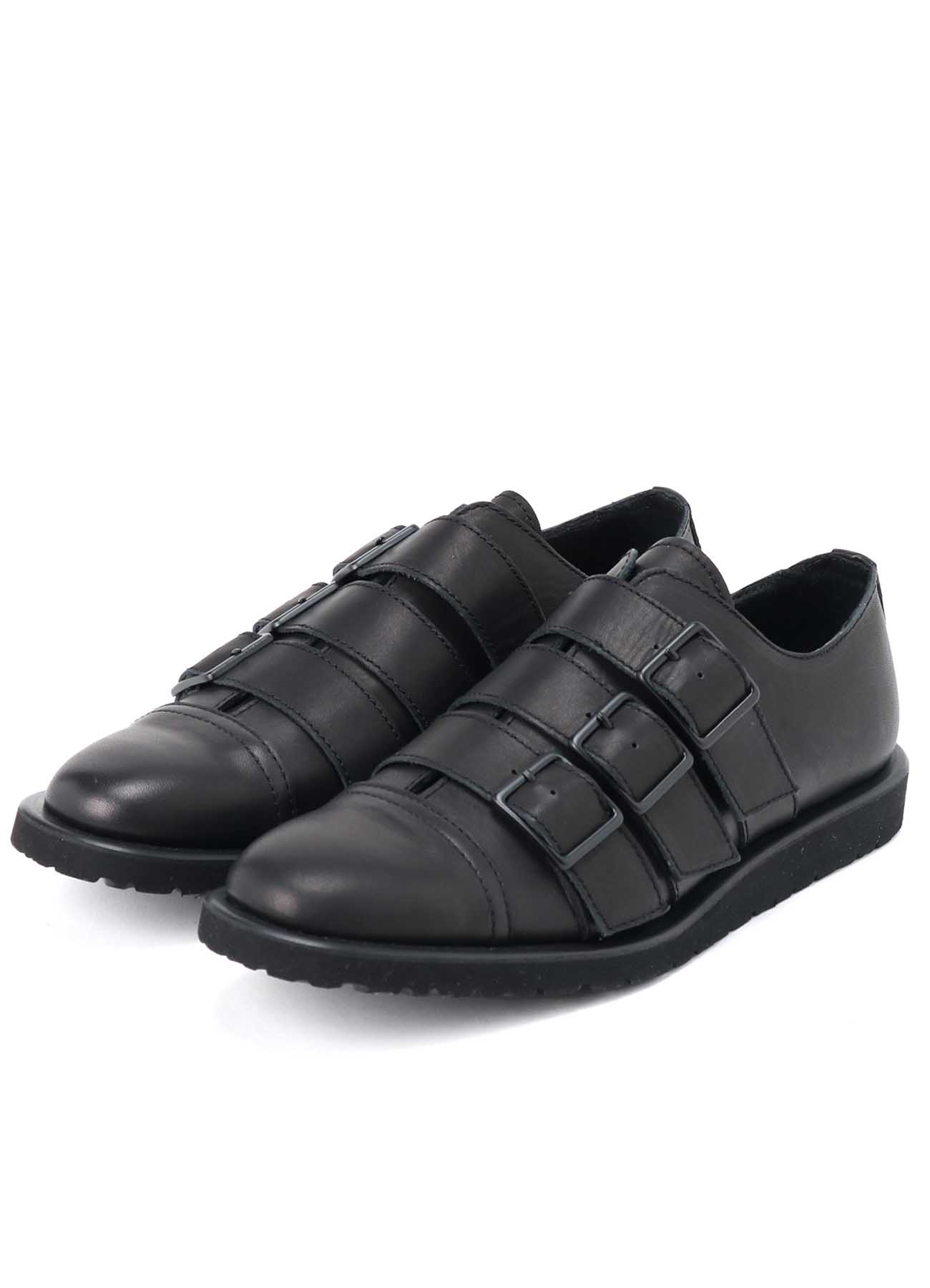 MATTE SMOOTH LEATHER BELTED SHOES