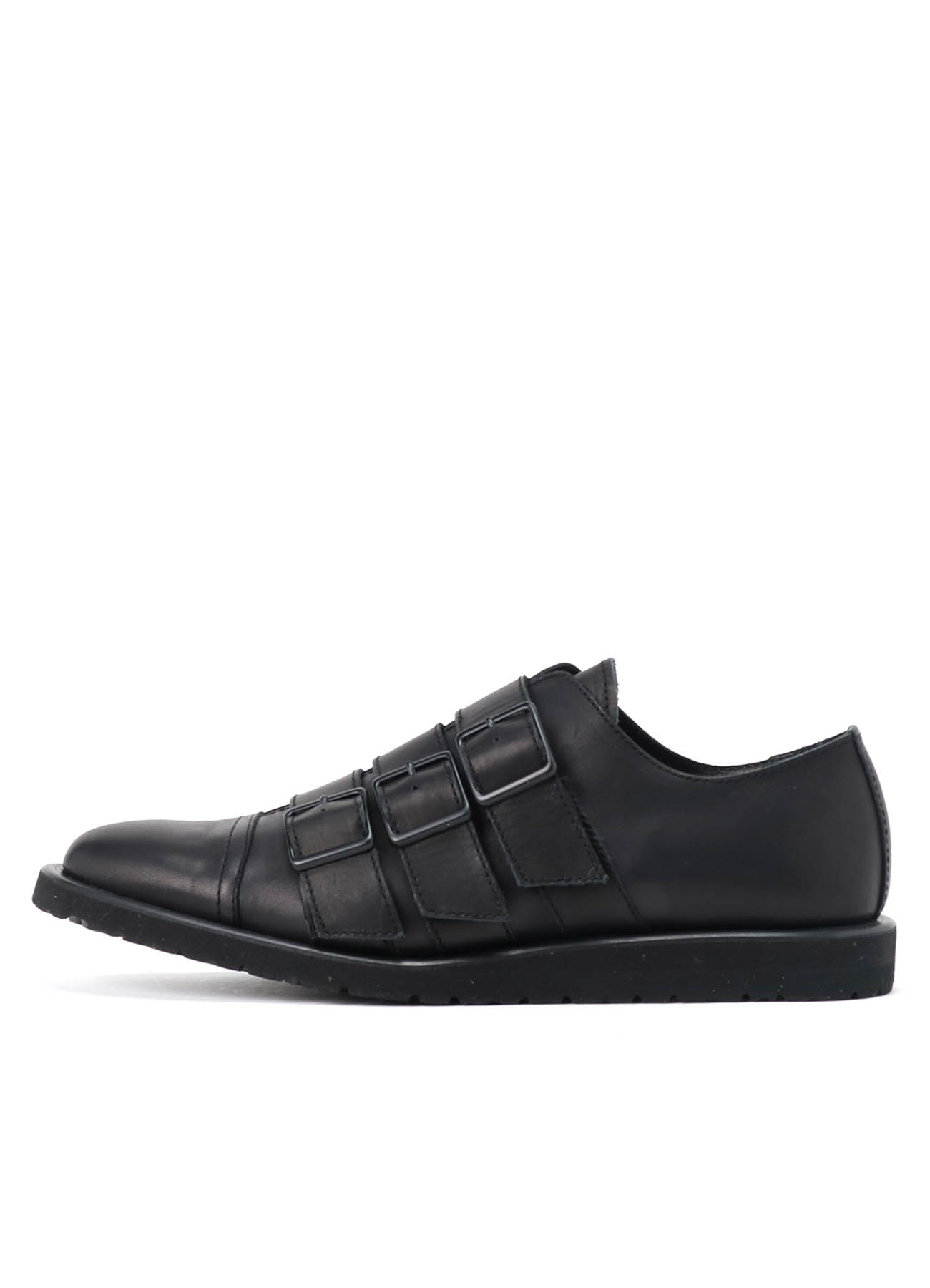 MATTE SMOOTH LEATHER BELTED SHOES