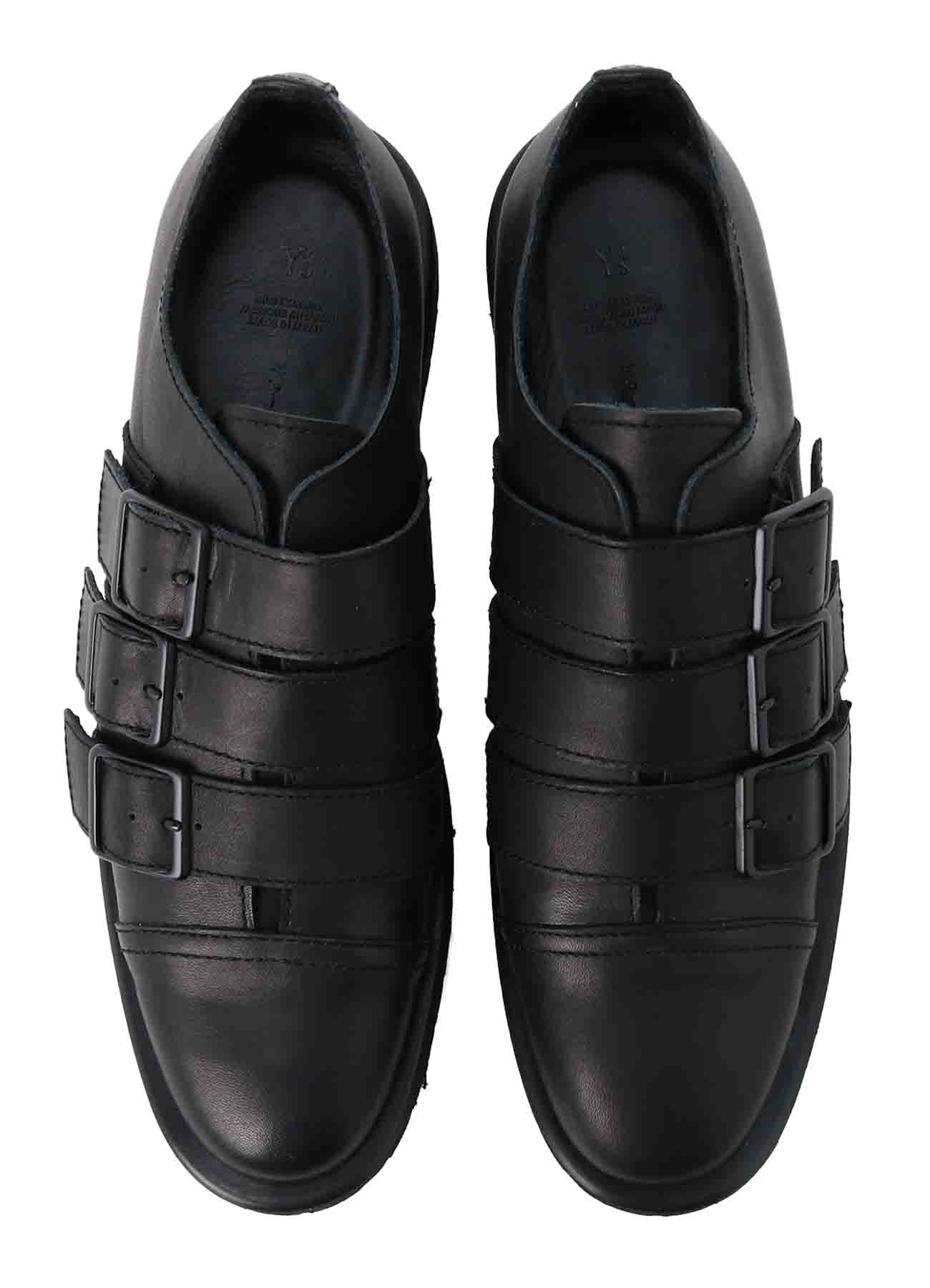 MATTE SMOOTH LEATHER BELTED SHOES