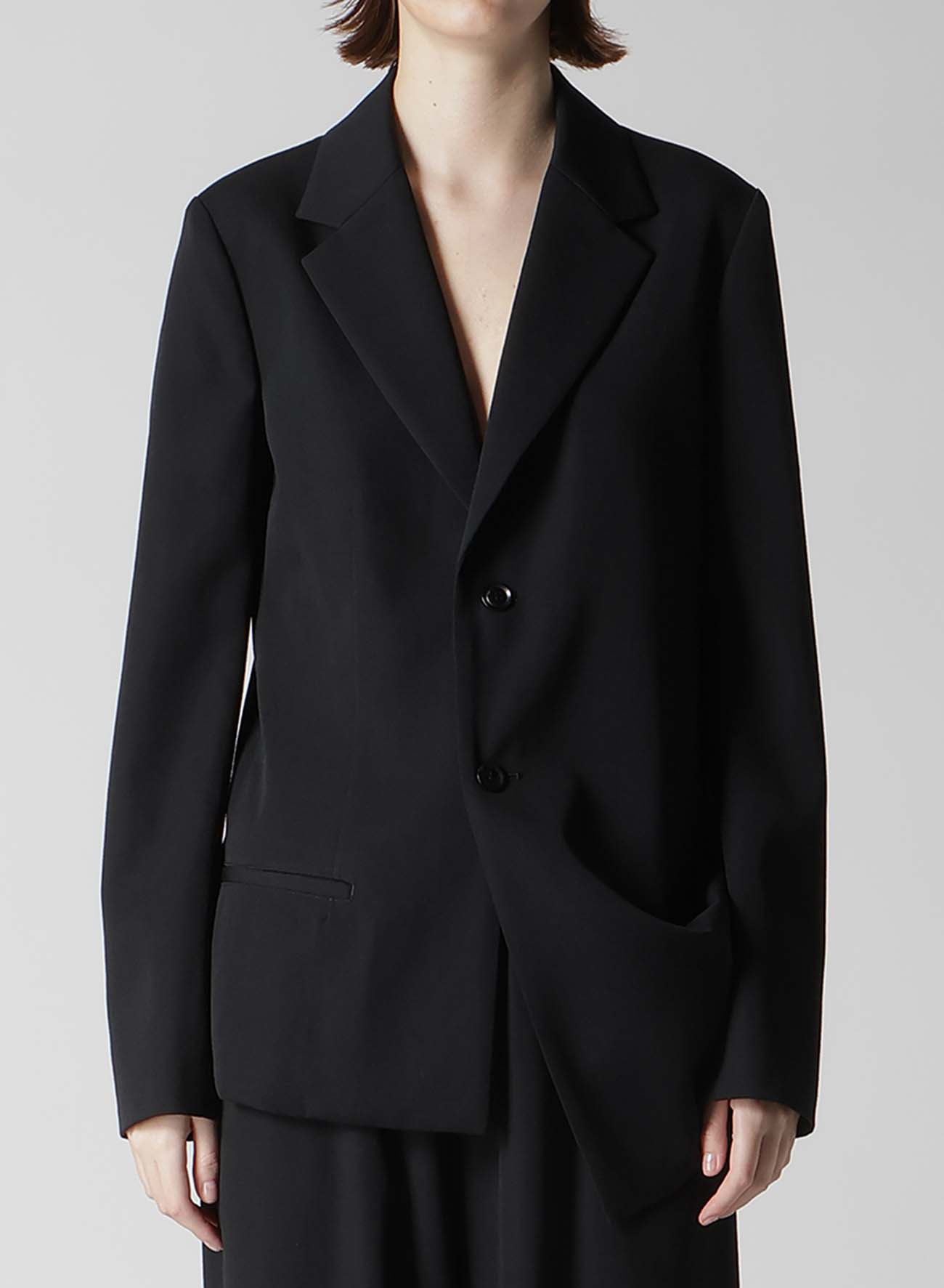 WOOL GABARDINE LEFT SIDE DROPPED JACKET