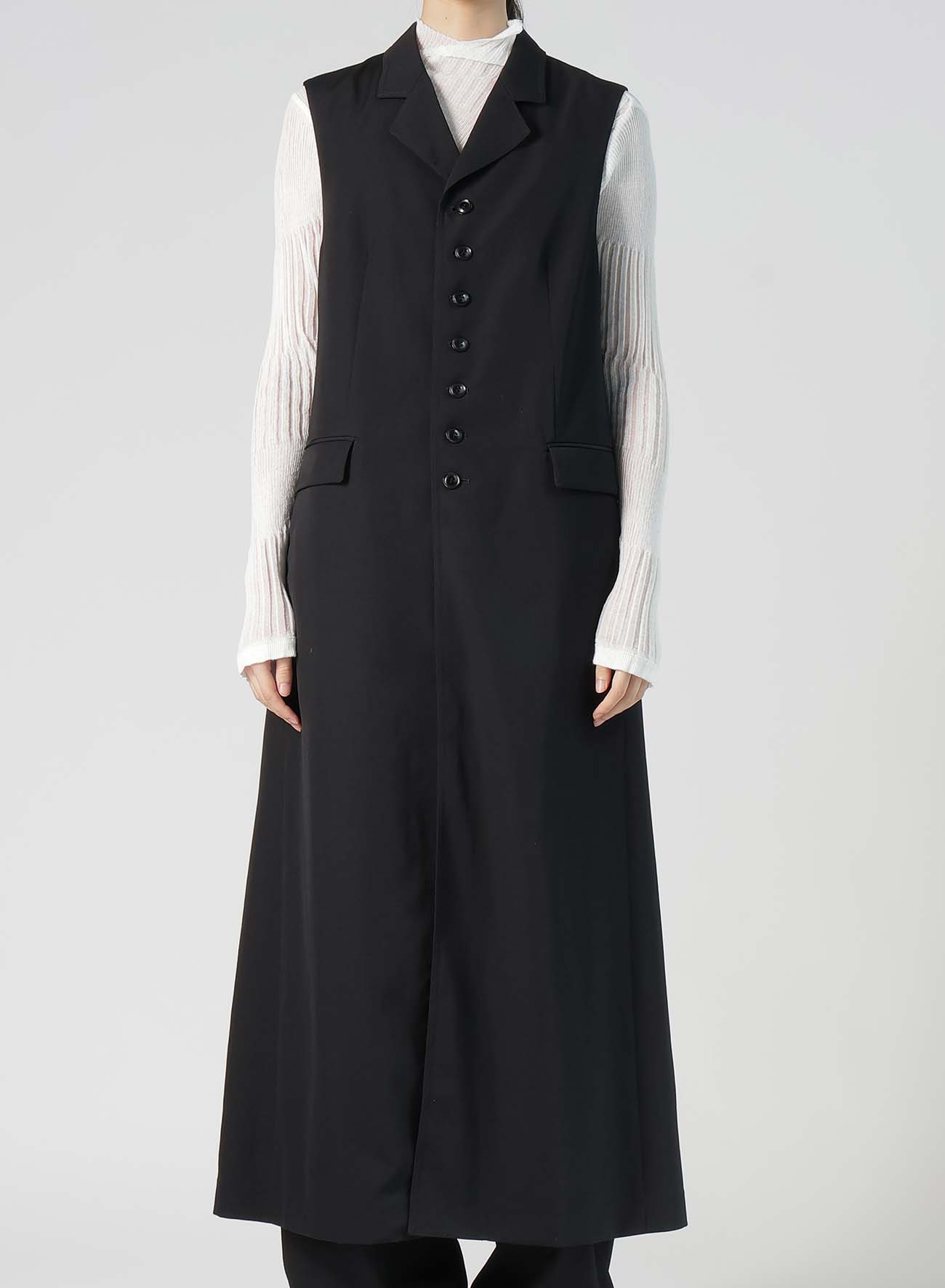 WOOL GABARDINE LONG VEST