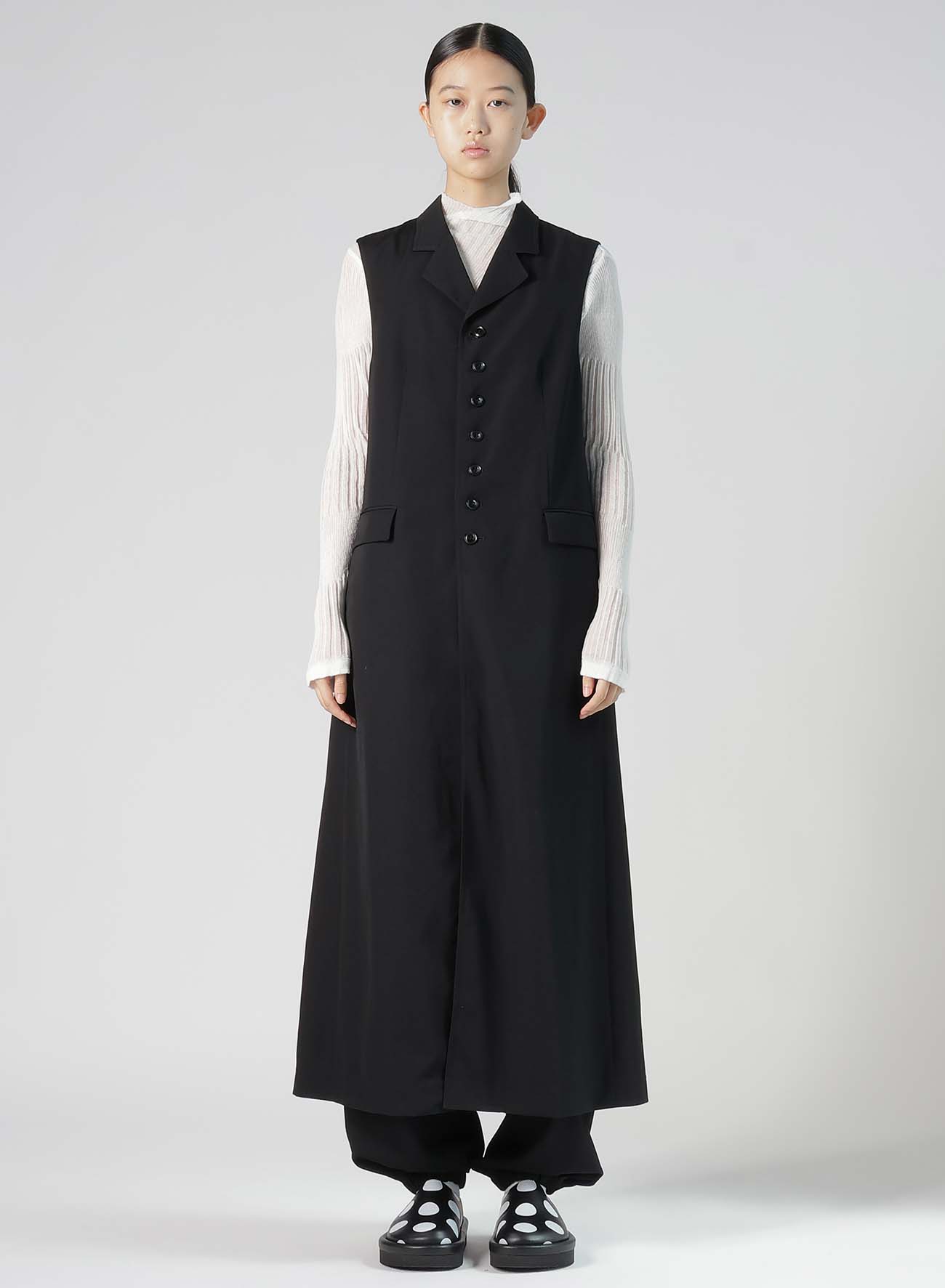 WOOL GABARDINE LONG VEST