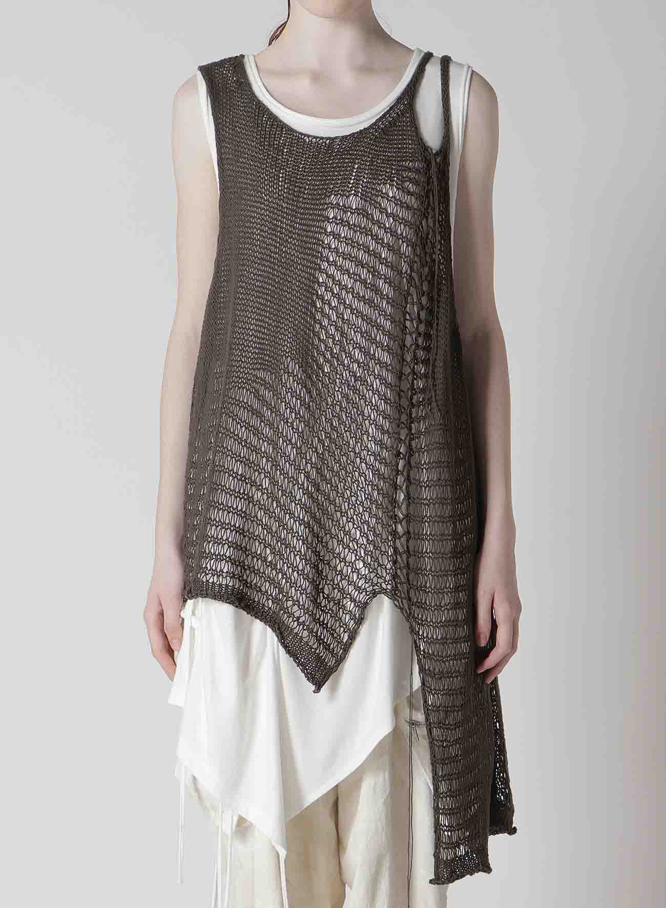 DAMAGE PROCESSED ASYMMETRIC SLEEVELESS KNIT