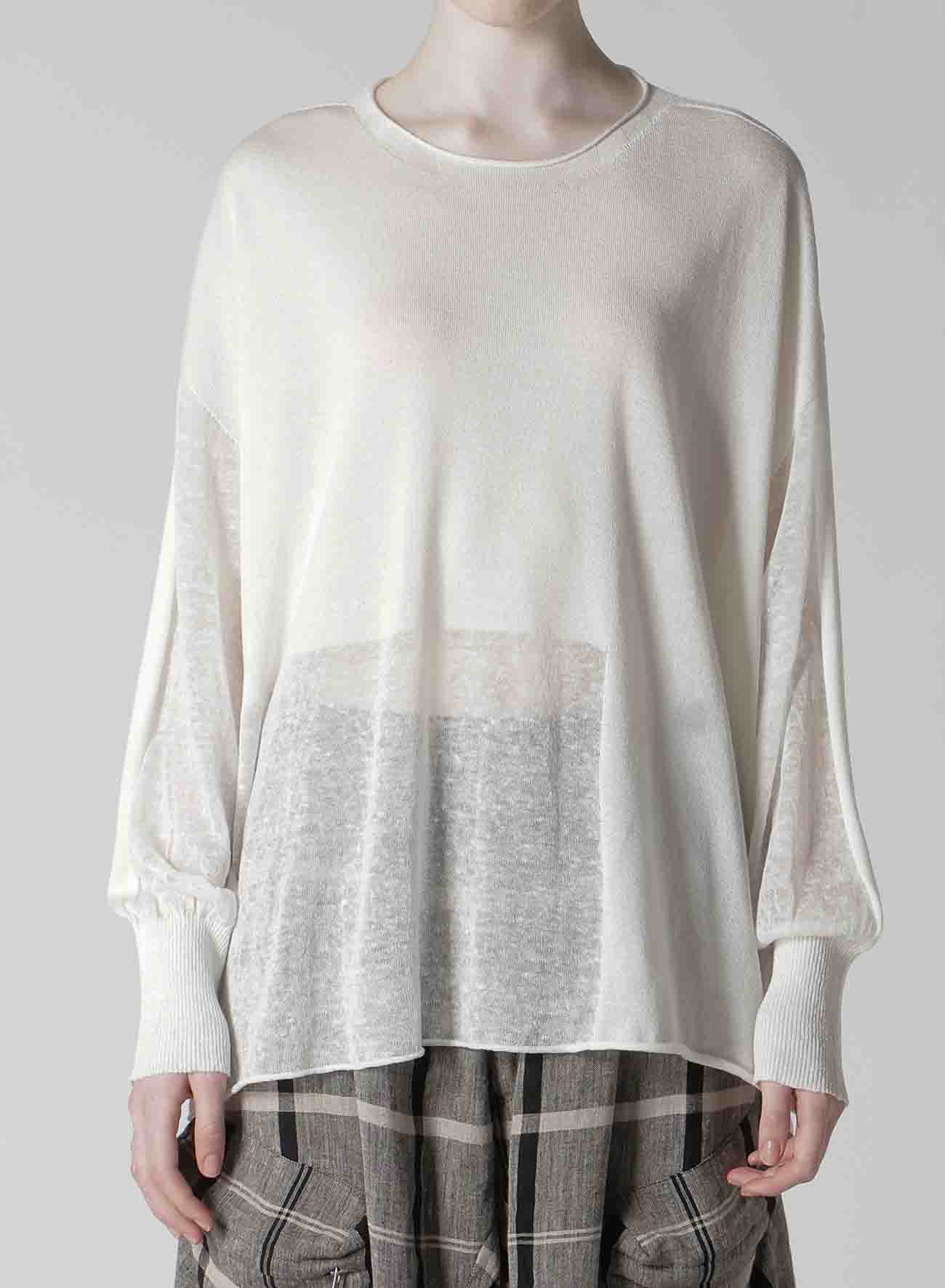 MULTI MATERIAL SHEER JERSEY LOOSE BIG PULLOVER