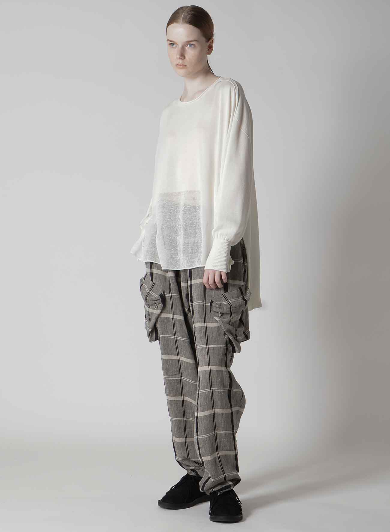 MULTI MATERIAL SHEER JERSEY LOOSE BIG PULLOVER