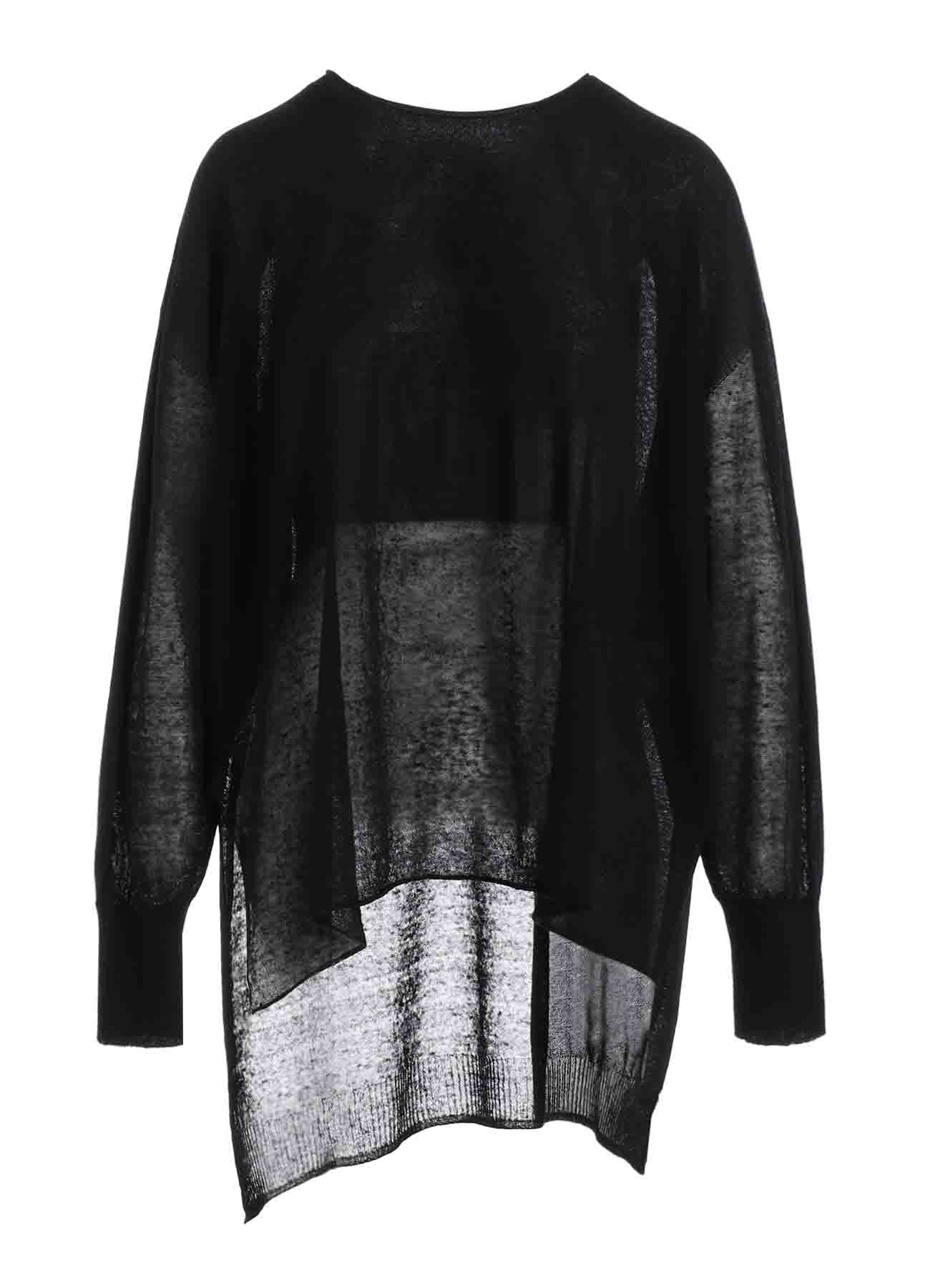 MULTI MATERIAL SHEER JERSEY LOOSE BIG PULLOVER