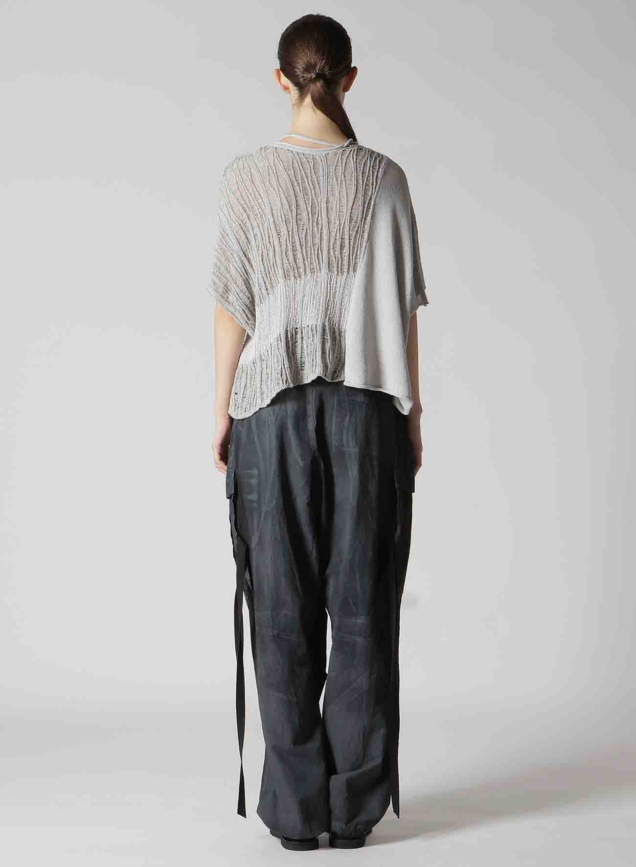 DROP NEEDLE STRIPE CROPPED PANEL PULLOVER