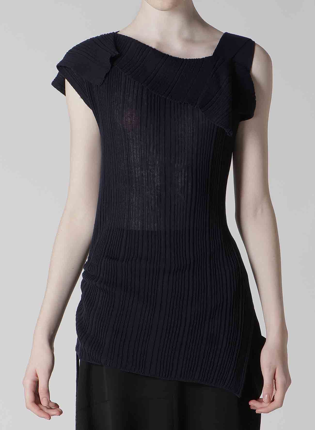 12G2P RANDOM THIN RIB ASYMMETRIC SLEEVELESS KNIT