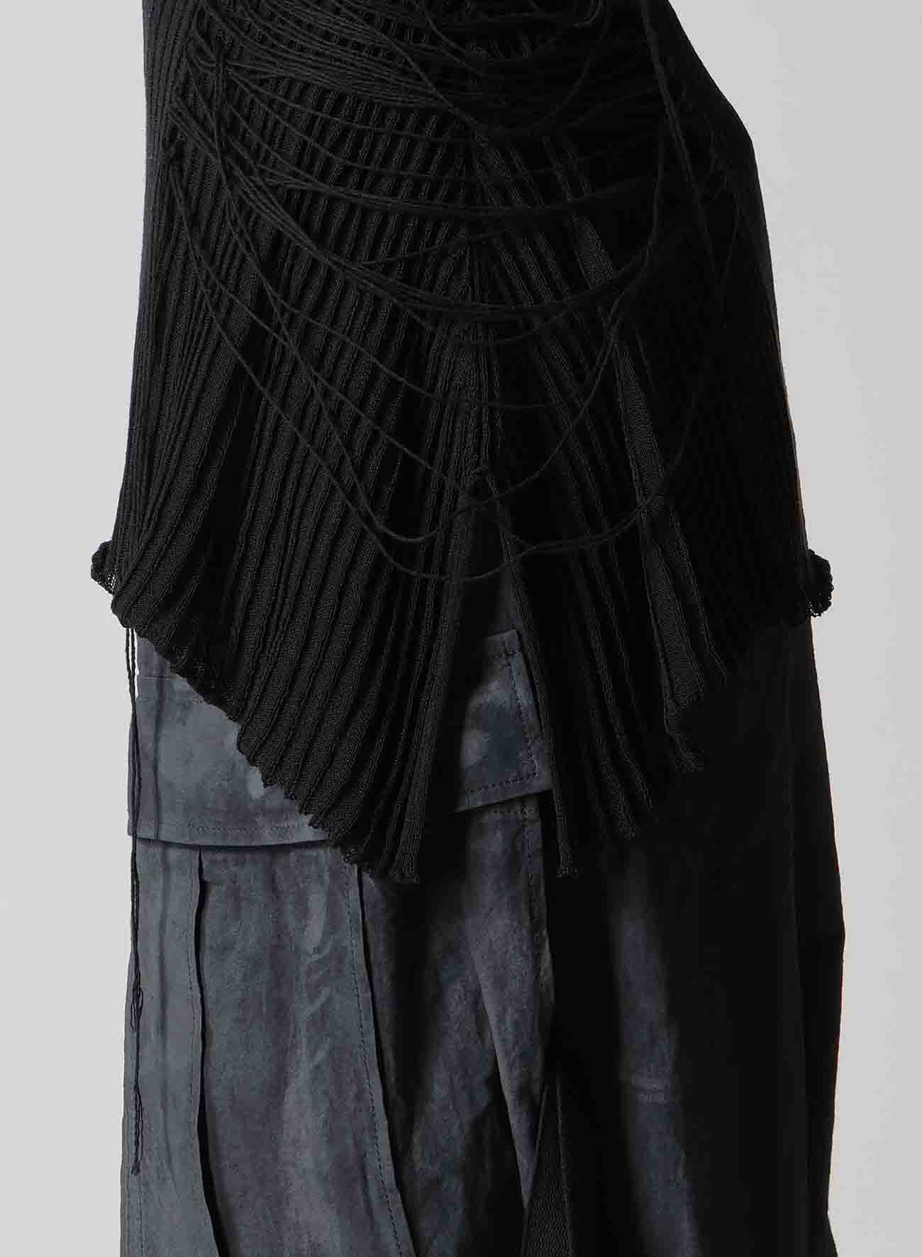 WIDE RIB WG ASYMMETRIC LACE UP HALF SLEEVE T