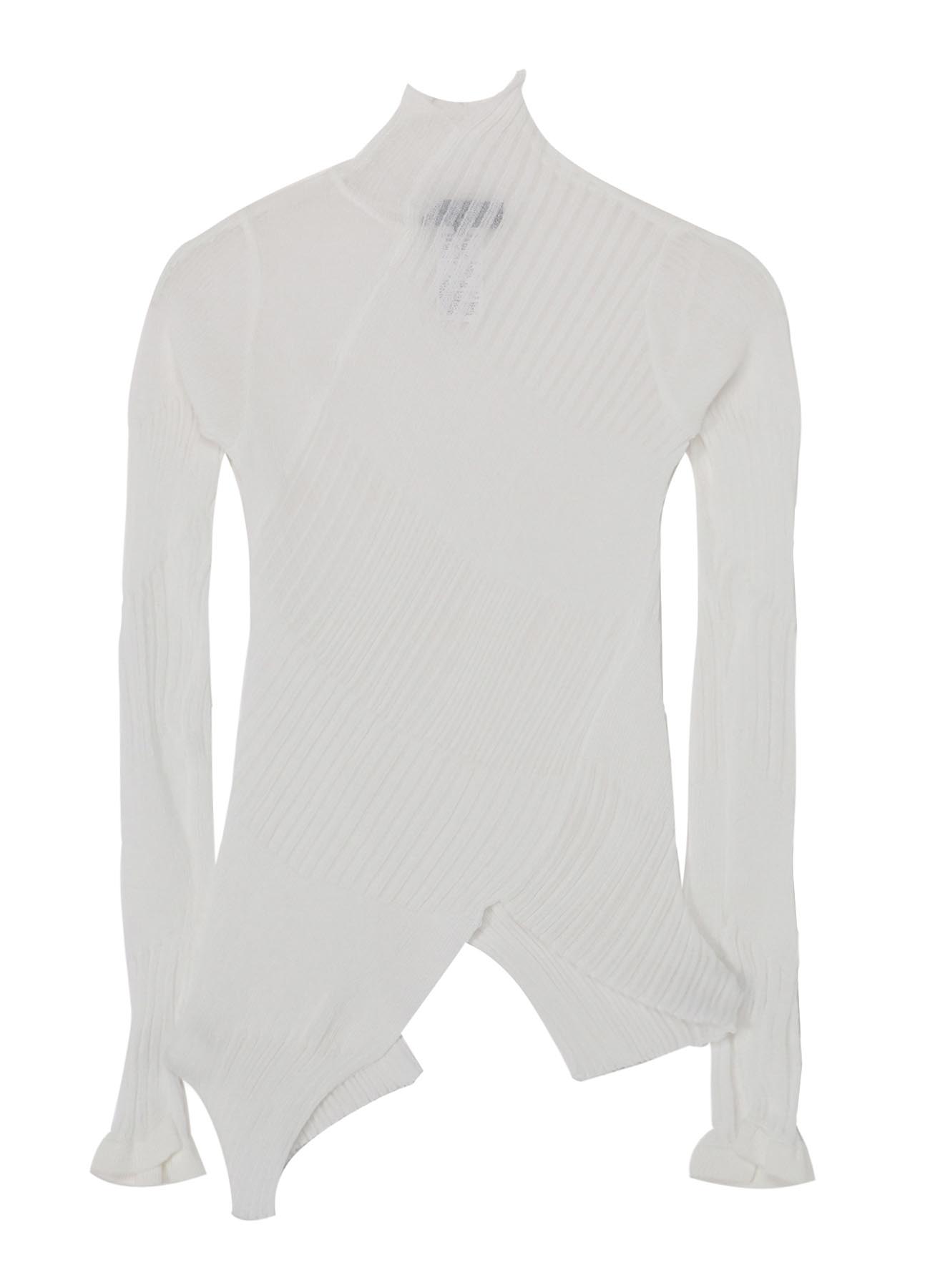 SHEER ASYMMETRY RIBBED KNIT