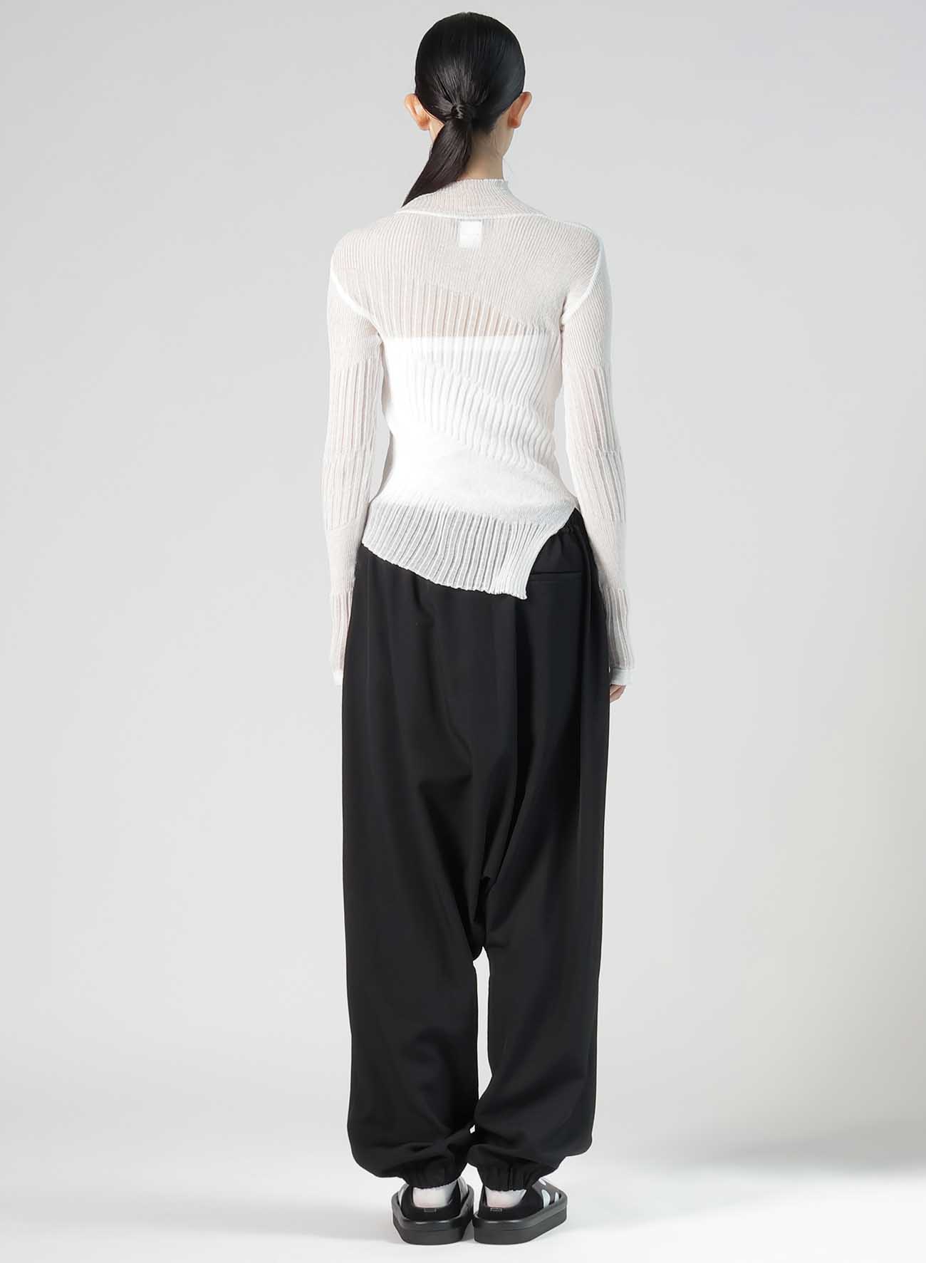 SHEER ASYMMETRY RIBBED KNIT