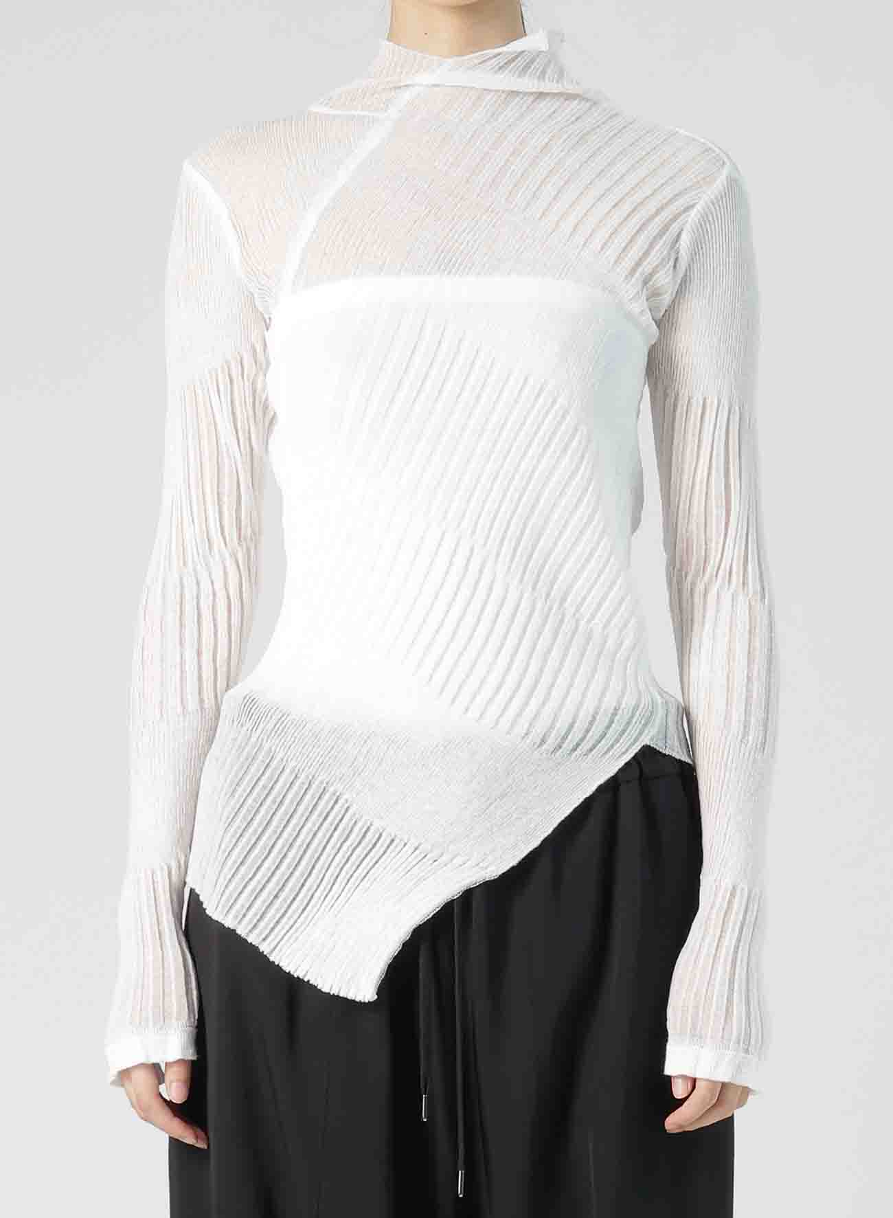 SHEER ASYMMETRY RIBBED KNIT